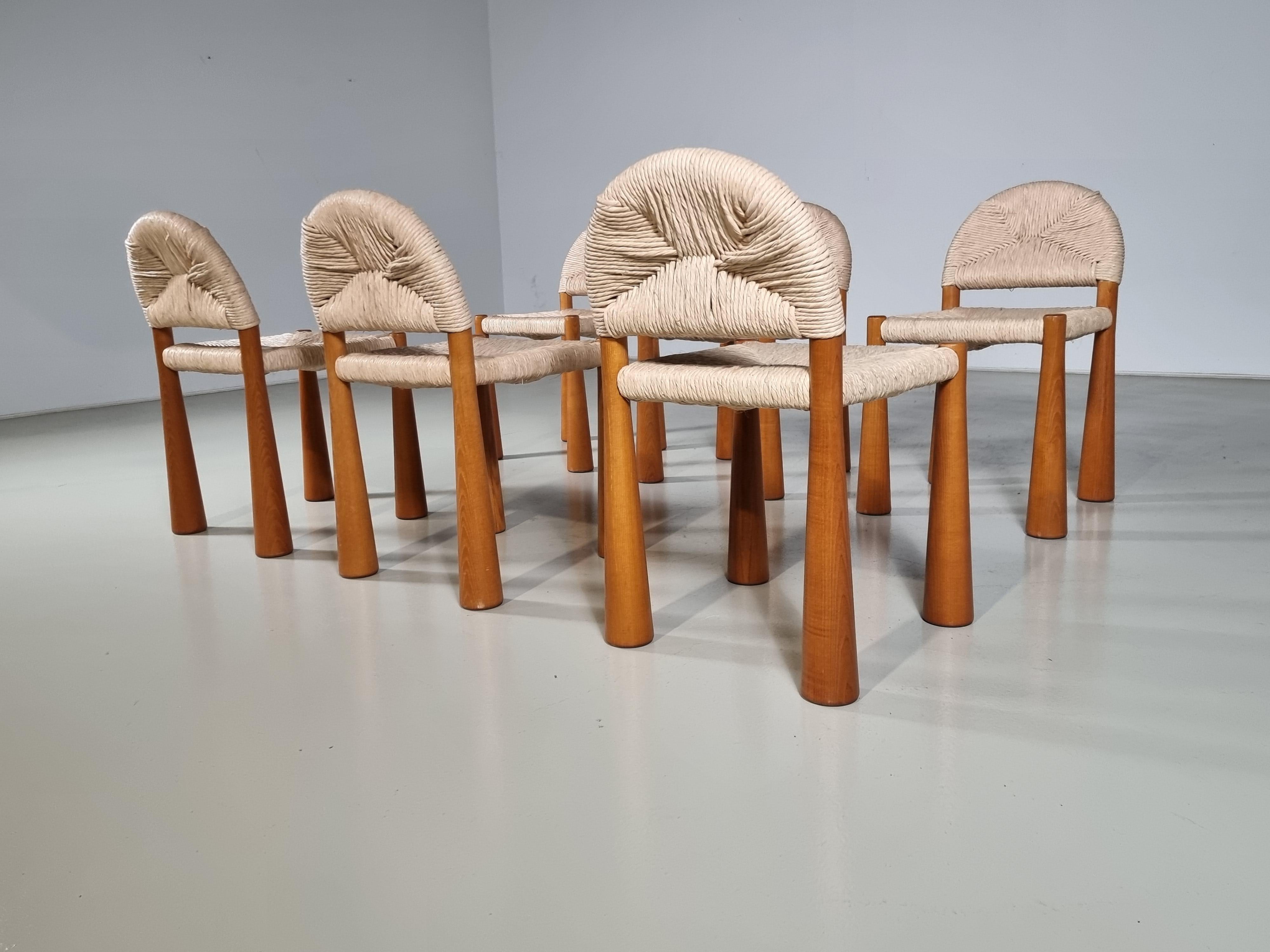 Set of 6 Toscanolla Dining Chairs by Alessandro Becchi for Giovanetti, 1970s 1