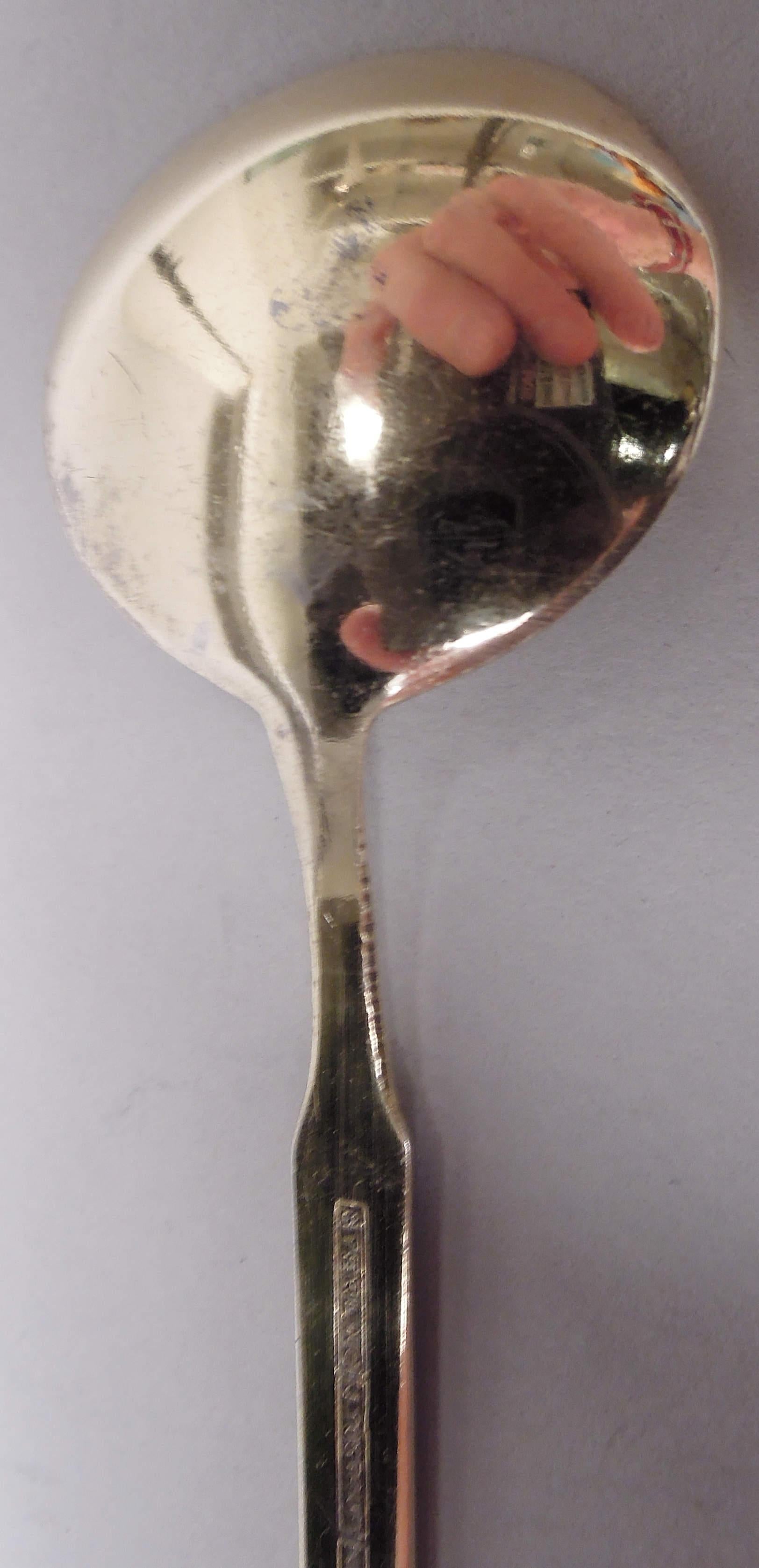 Set of 6 Tostrup Gilt & Enamel Spoons in Original Georg Jensen Case In Good Condition For Sale In New York, NY