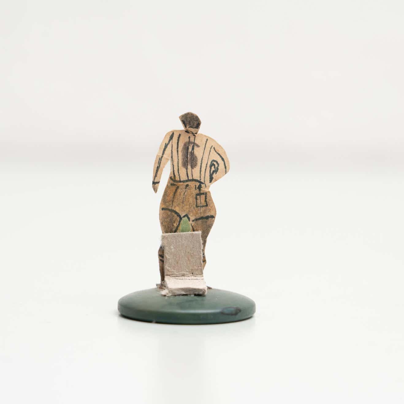 Mid-Century Modern Set of 6 Traditional Antique Button Soccer Game Figures, circa 1950 For Sale