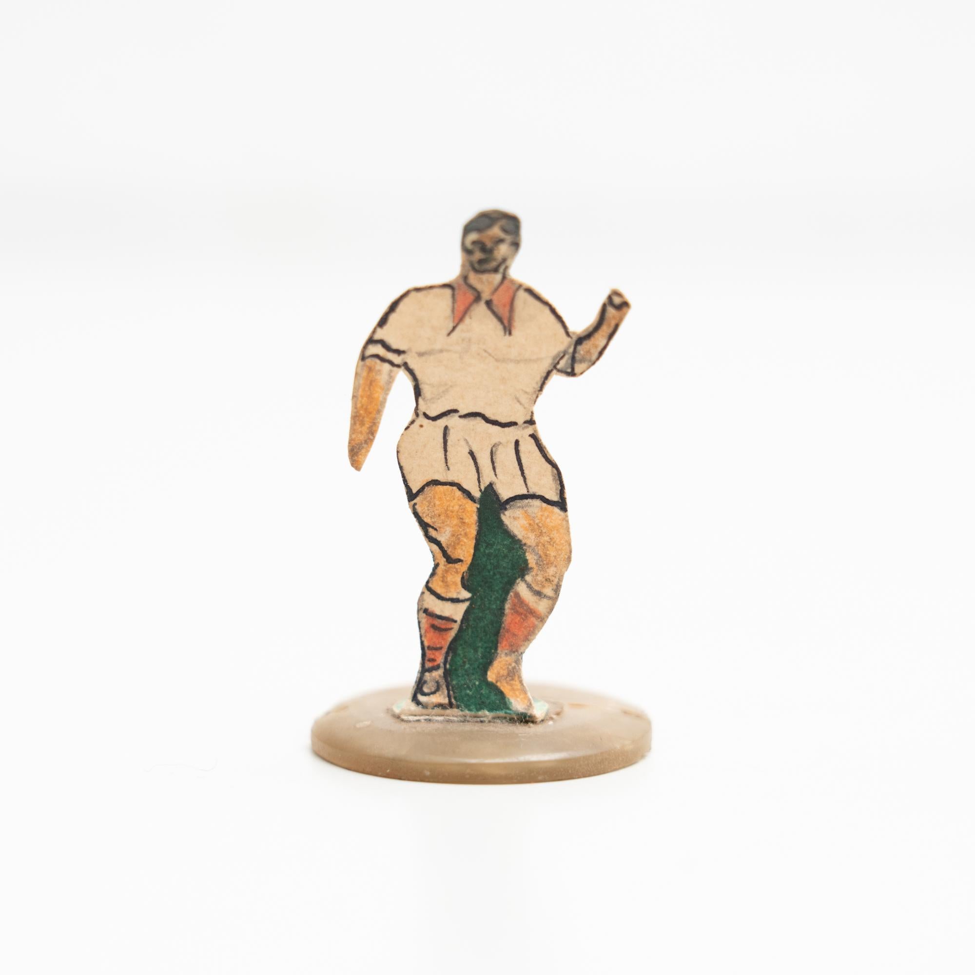 Spanish Set of 6 Traditional Antique Button Soccer Game Figures, circa 1950 For Sale