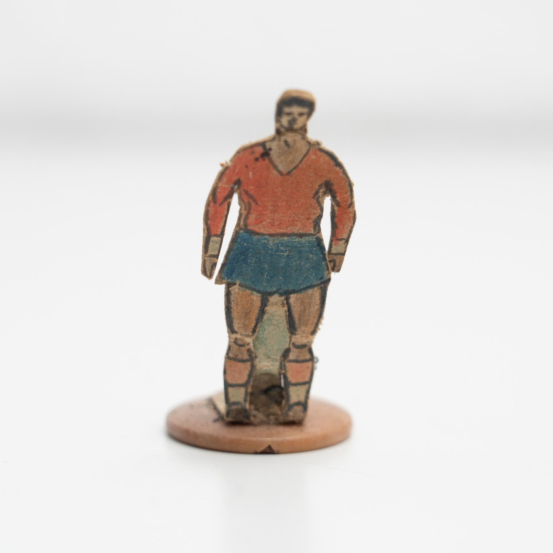 Mid-20th Century Set of 6 Traditional Antique Button Soccer Game Figures, circa 1950 For Sale