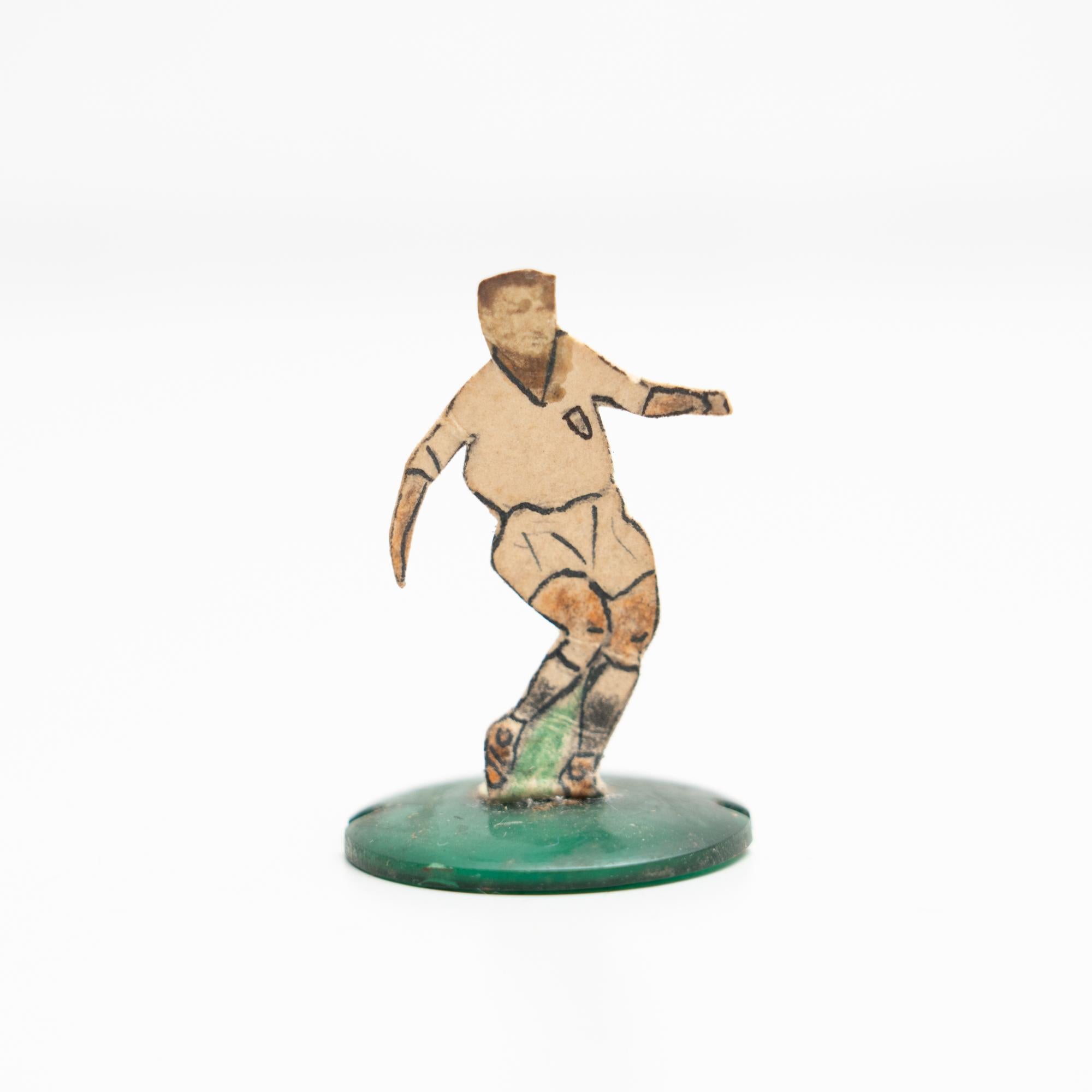 Mid-20th Century Set of 6 Traditional Antique Button Soccer Game Figures, circa 1950 For Sale