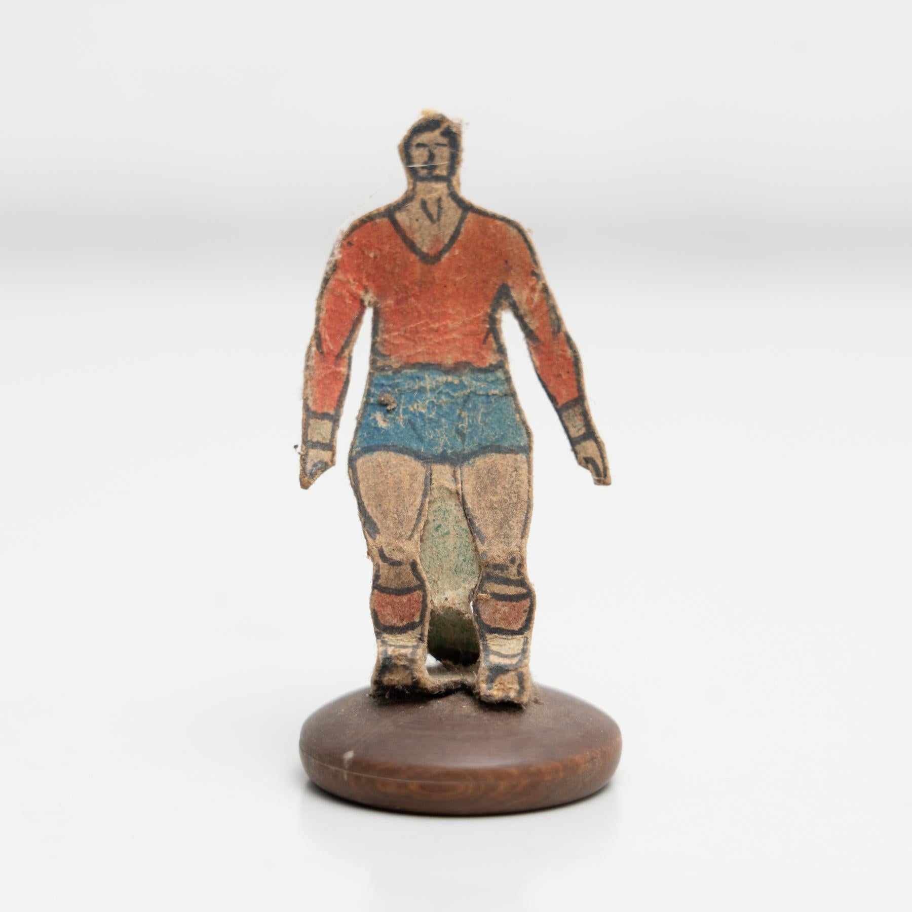 Paper Set of 6 Traditional Antique Button Soccer Game Figures, circa 1950 For Sale