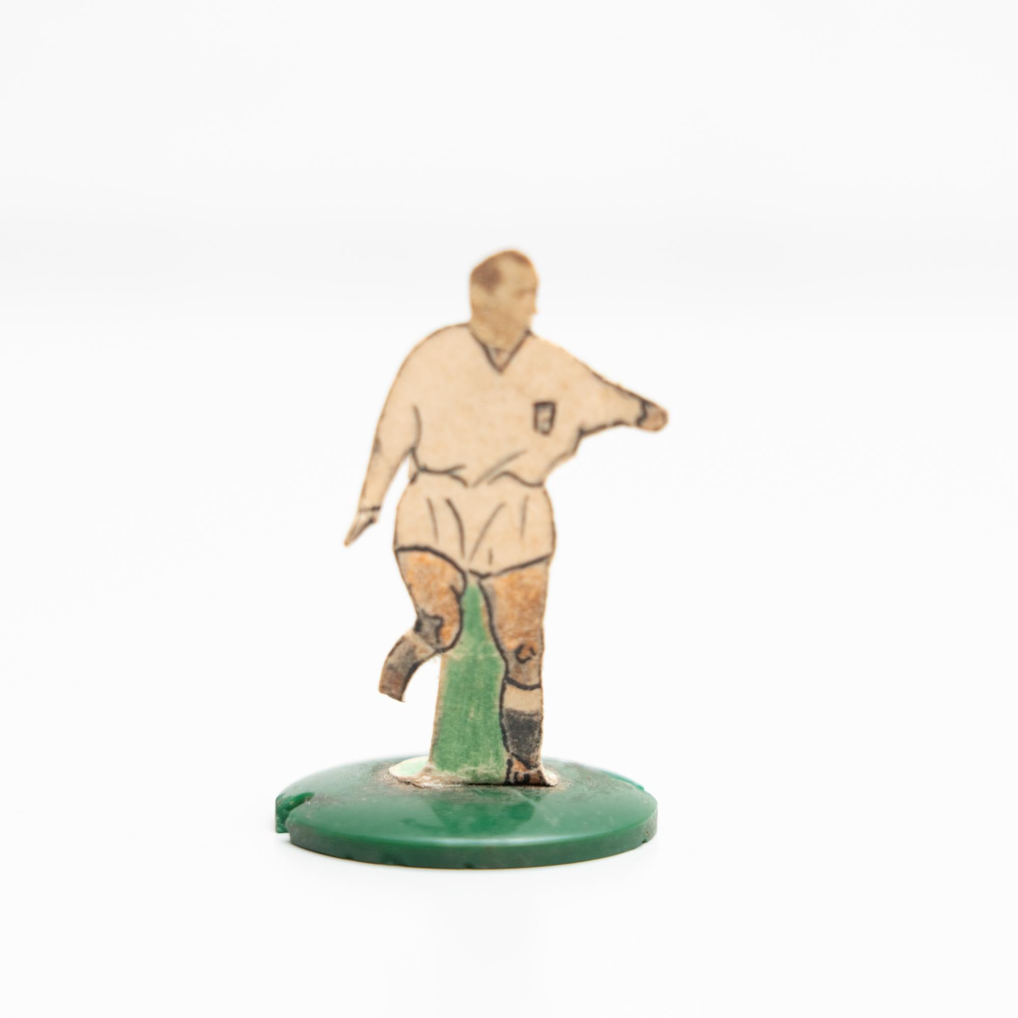 Paper Set of 6 Traditional Antique Button Soccer Game Figures, circa 1950 For Sale