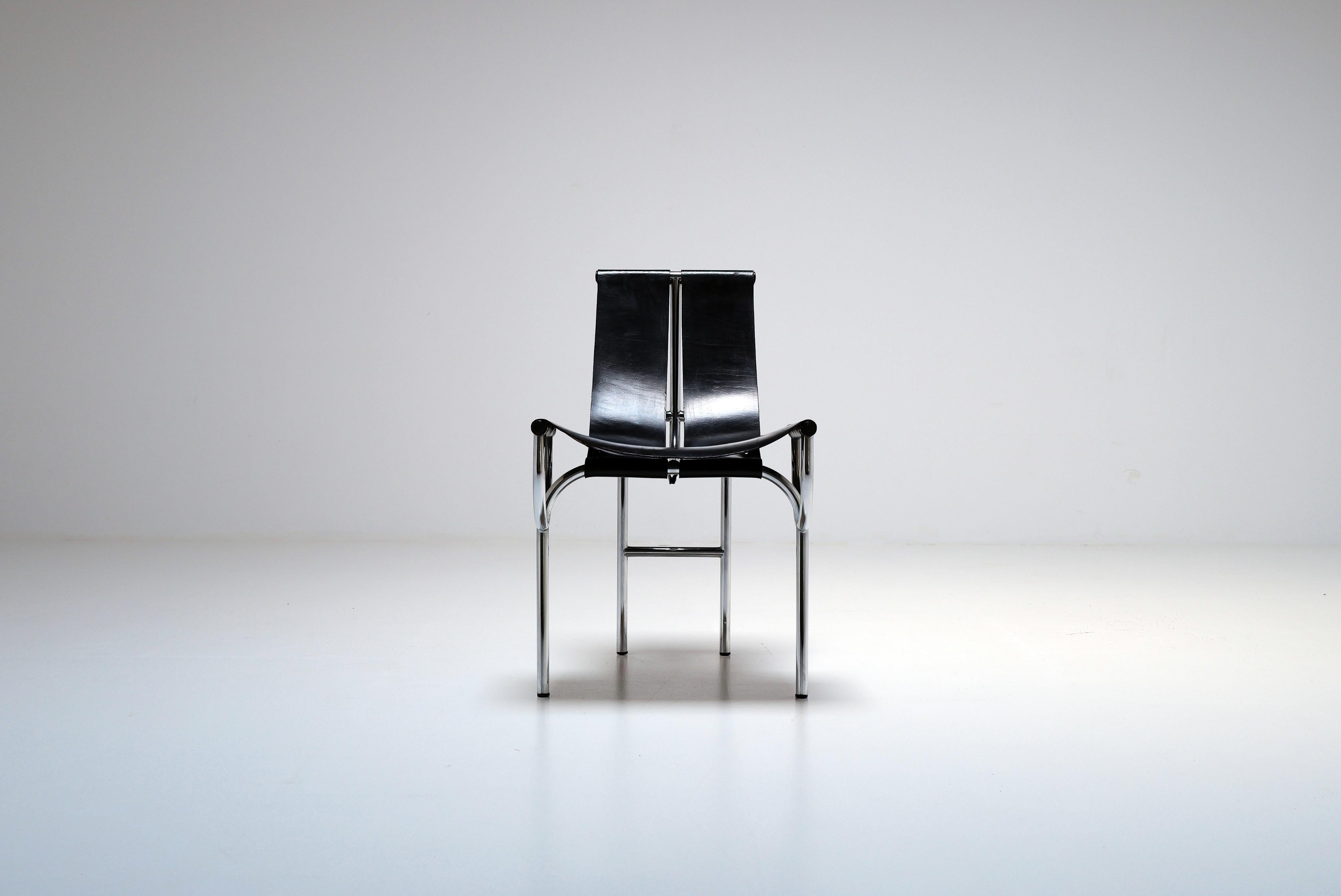Leather Set of 6 TRI 15 Chairs by Roberto Gabetti & AImaro Isola for Arbo, Italy, 1968 For Sale