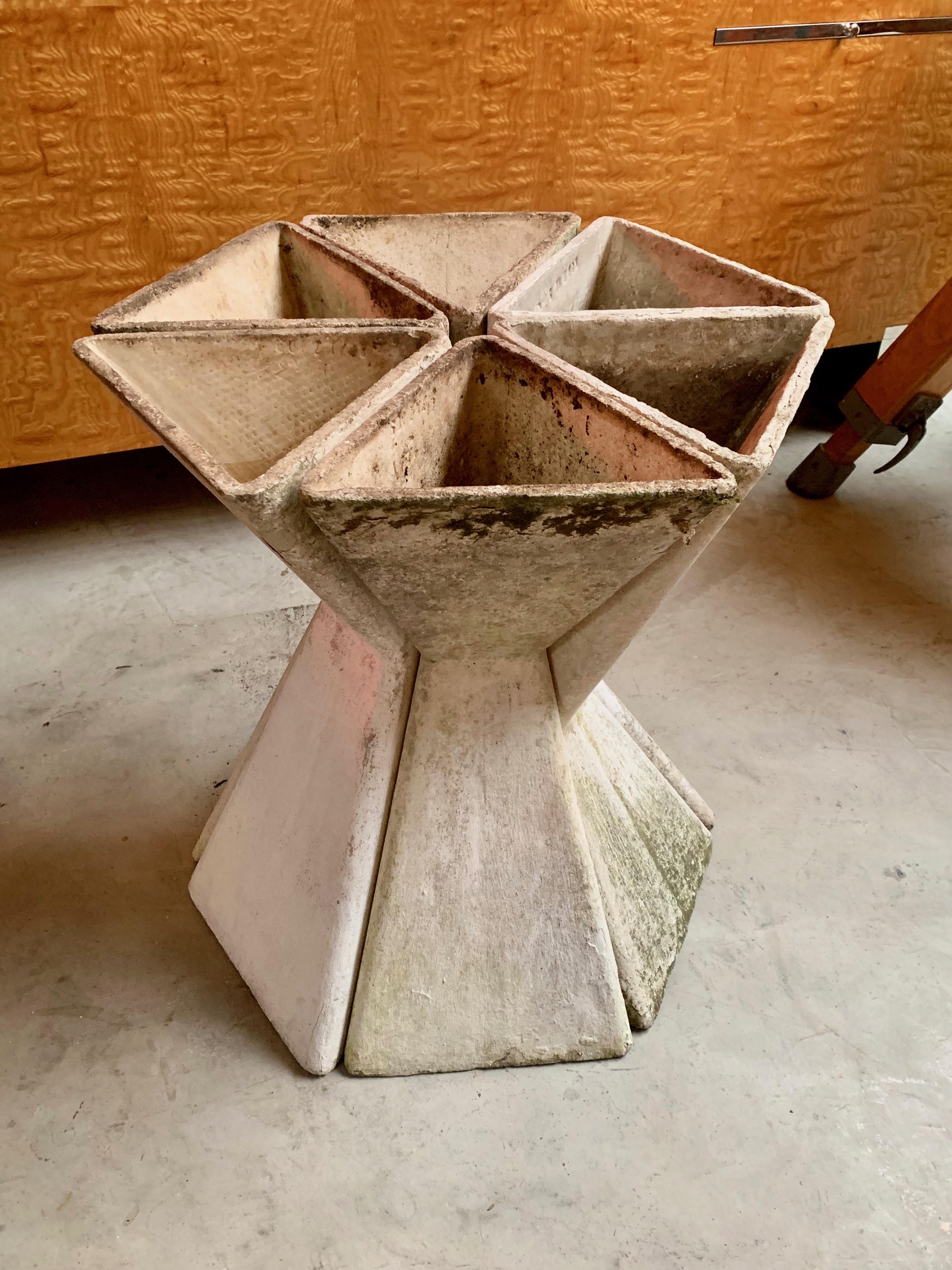 Swiss Set of 6 Triangular Double Sided Planters by Willy Guhl
