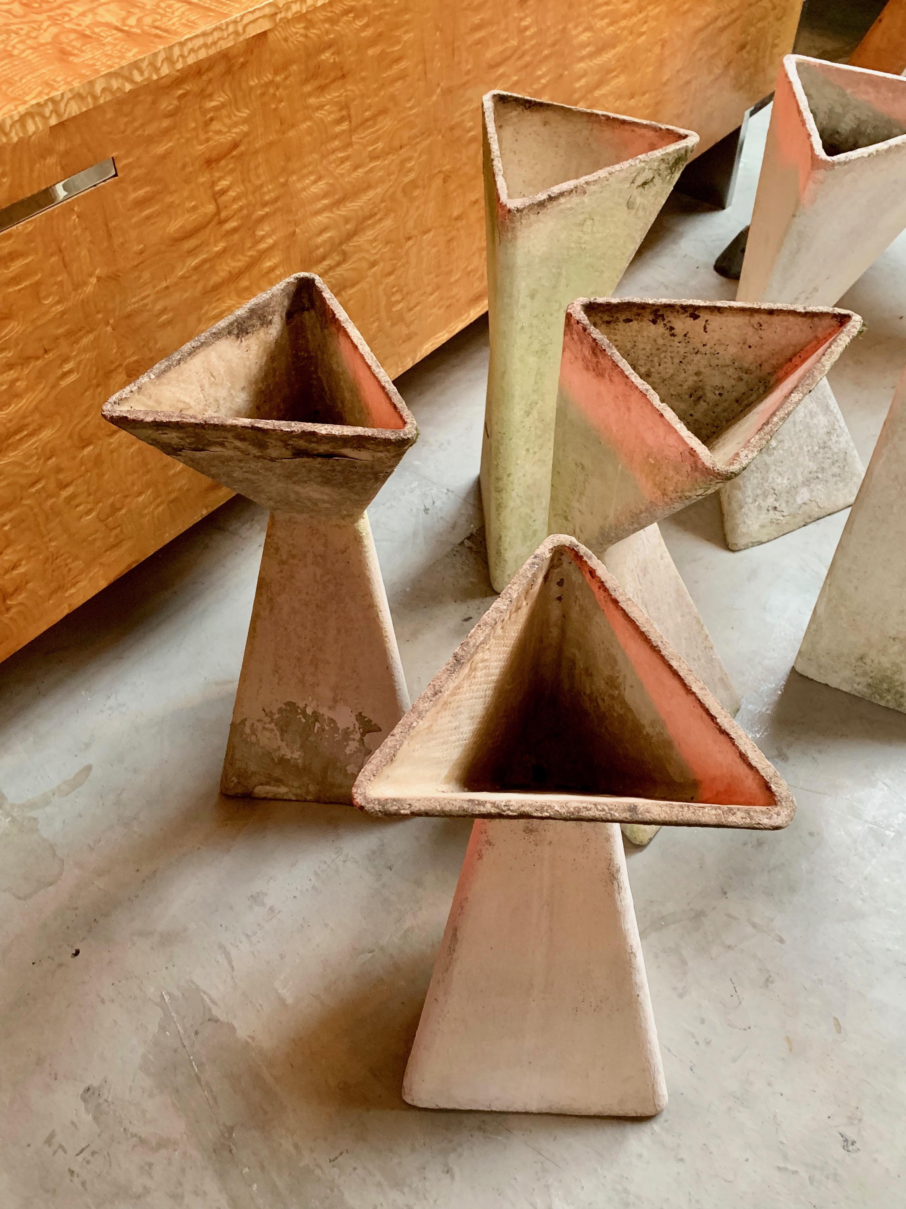 Concrete Set of 6 Triangular Double Sided Planters by Willy Guhl
