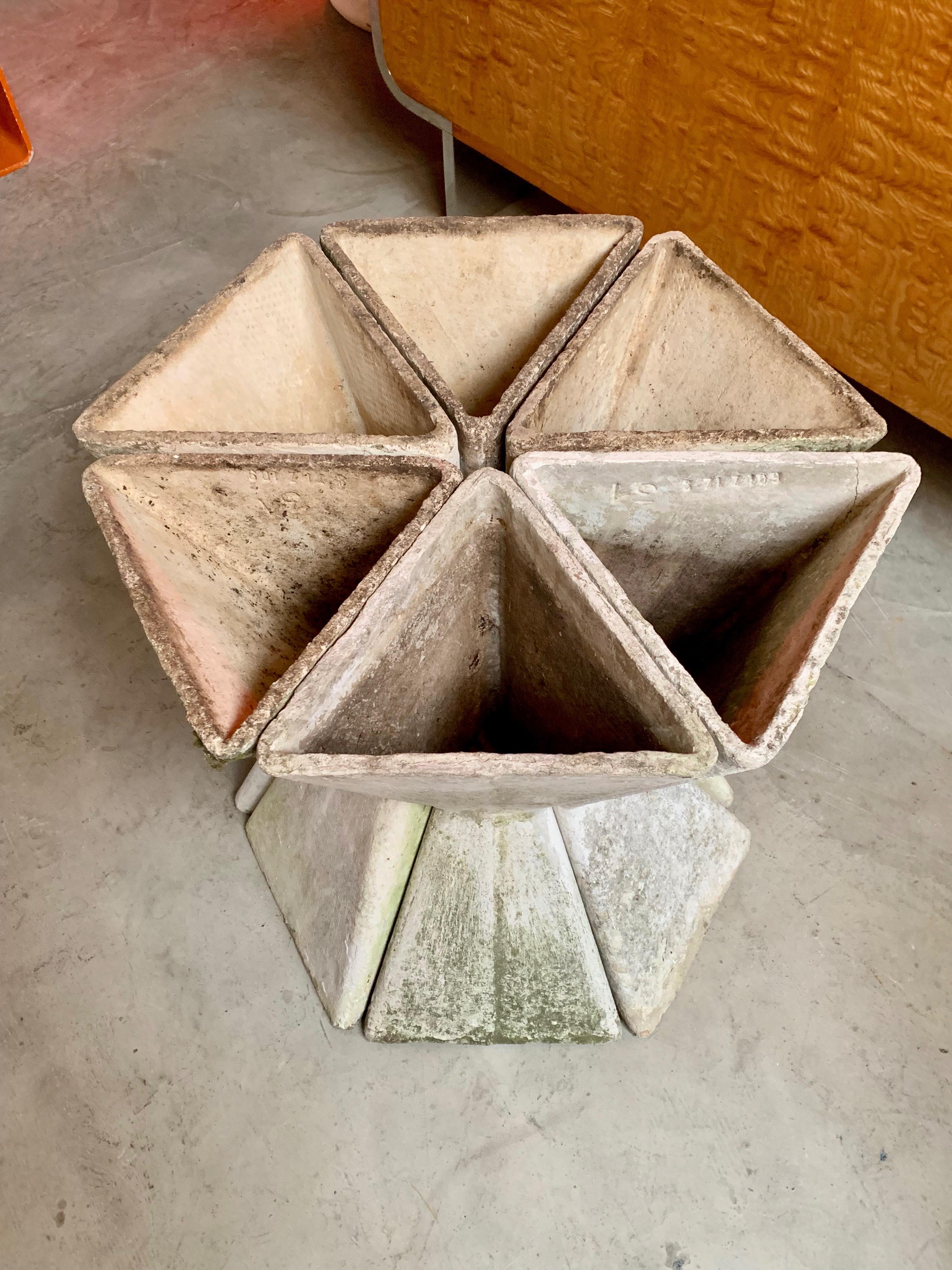 Set of 6 Triangular Double Sided Planters by Willy Guhl 2