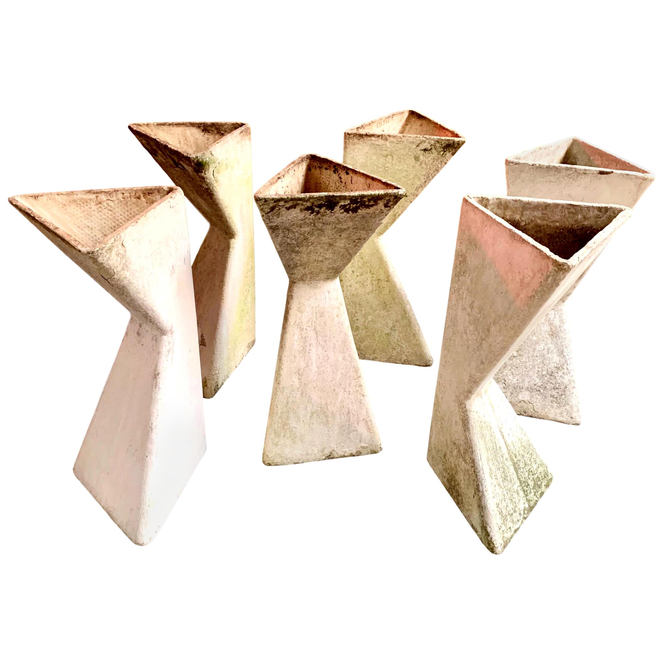 Set of 6 Triangular Double Sided Planters by Willy Guhl