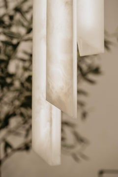 Set Of 6 Triangular Tube Pendant Lamps by United Alabaster