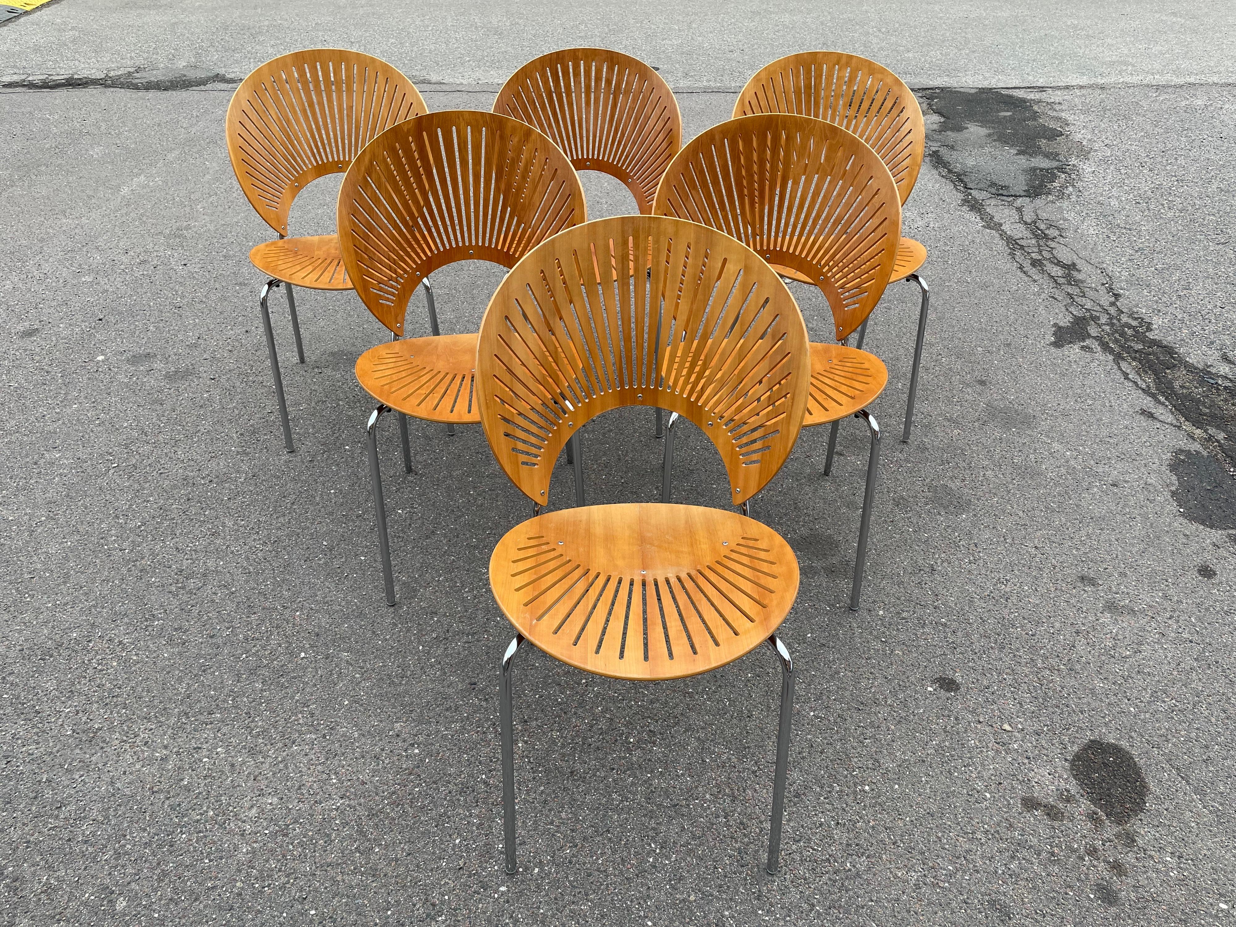 Chrome Set of 6 Trinidad Dinning Chairs Designed by Nanna Ditzel