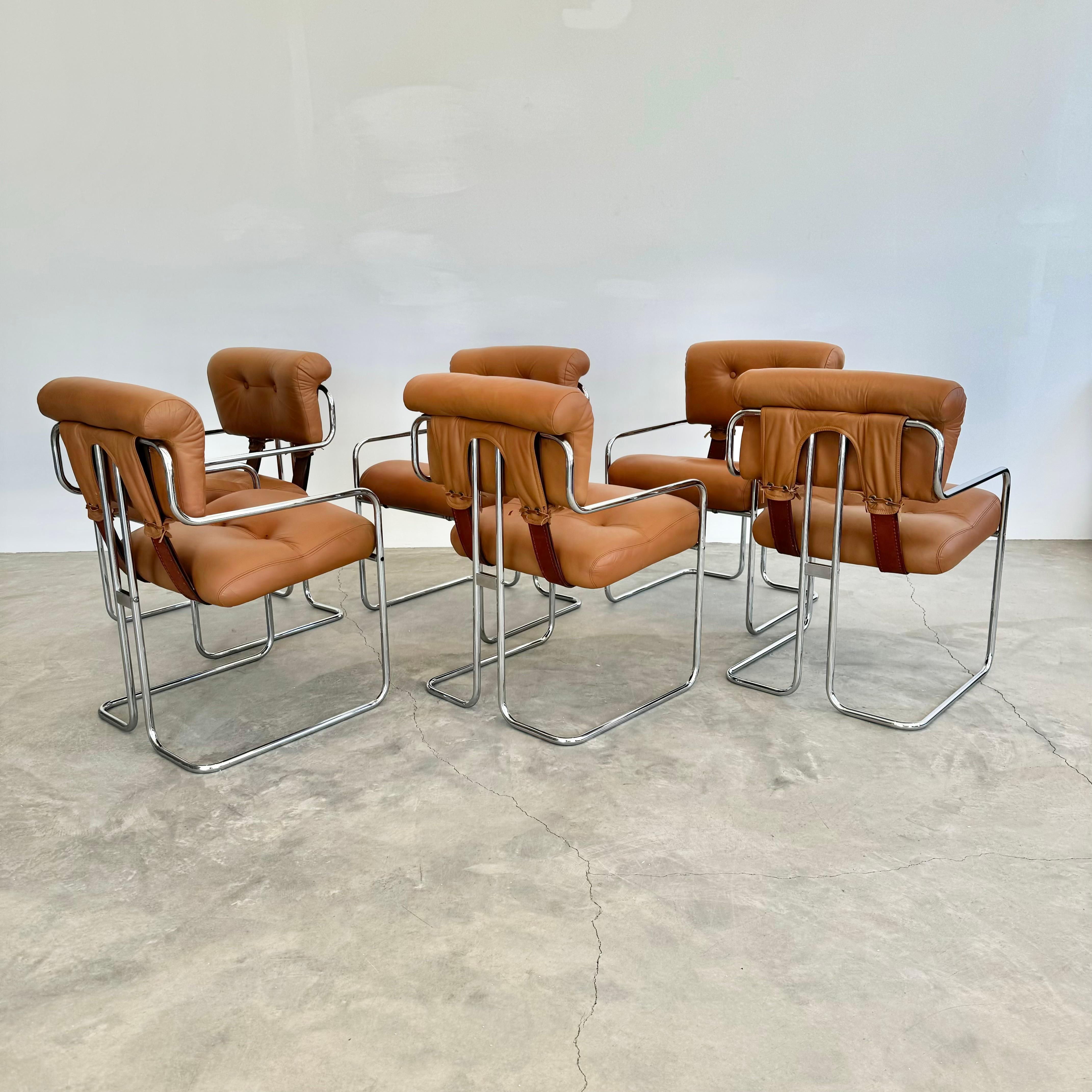 Ensemble de 6 chaises Tucroma en brun clair de Guido Faleschini, 1970, Italie en vente 3