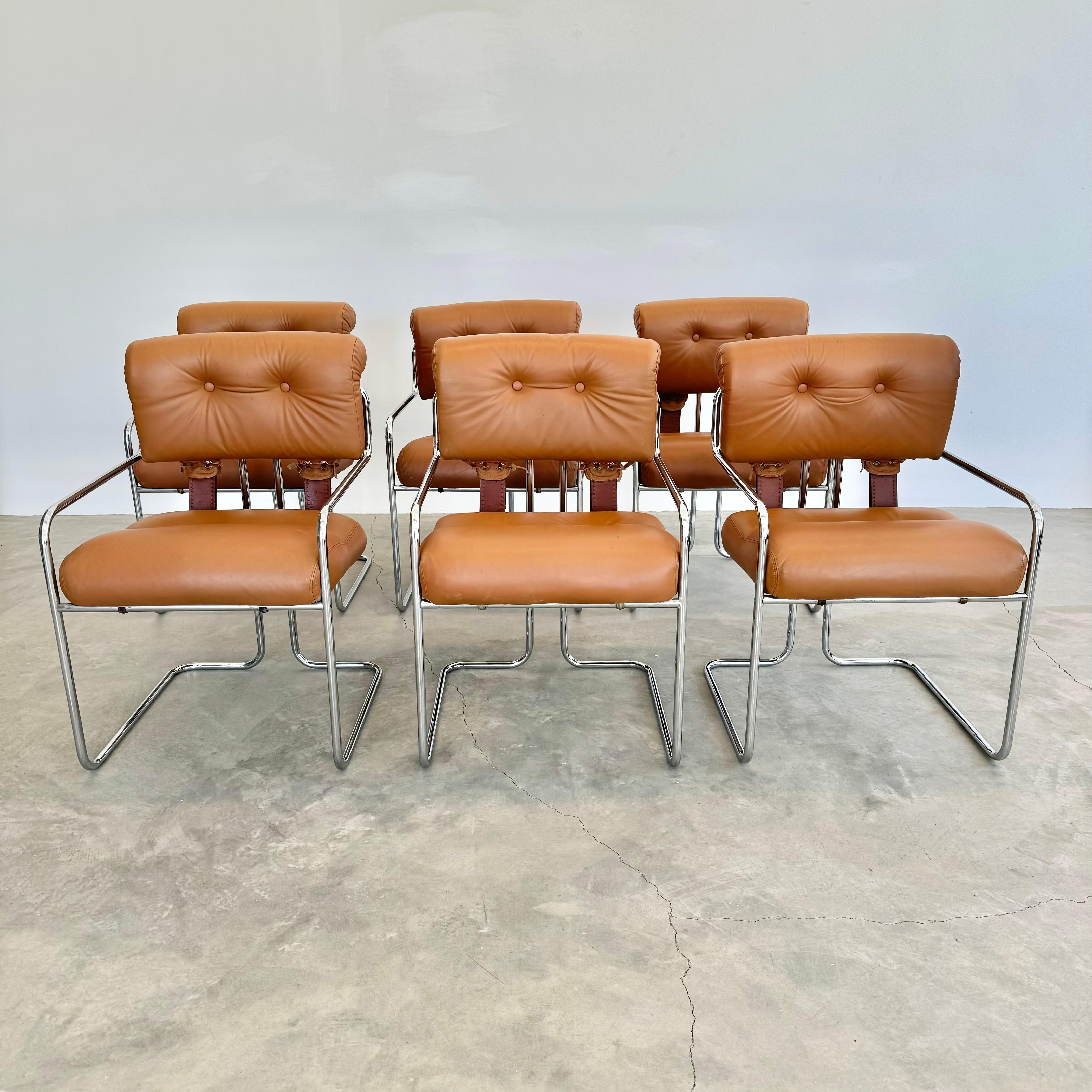 Mid-Century Modern Ensemble de 6 chaises Tucroma en brun clair de Guido Faleschini, 1970, Italie en vente
