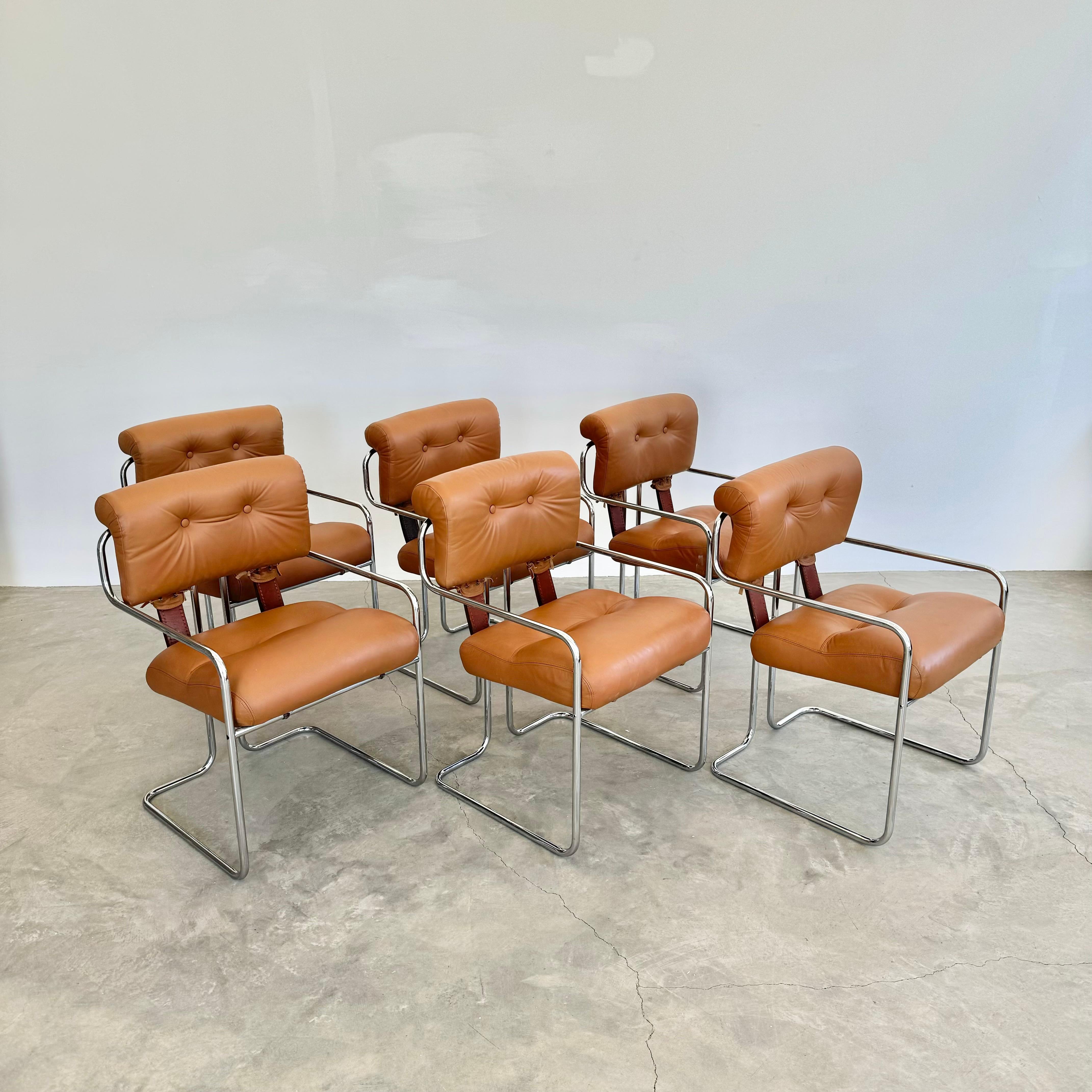 Italian Set of 6 'Tucroma' Chairs in Tan by Guido Faleschini, 1970s Italy For Sale