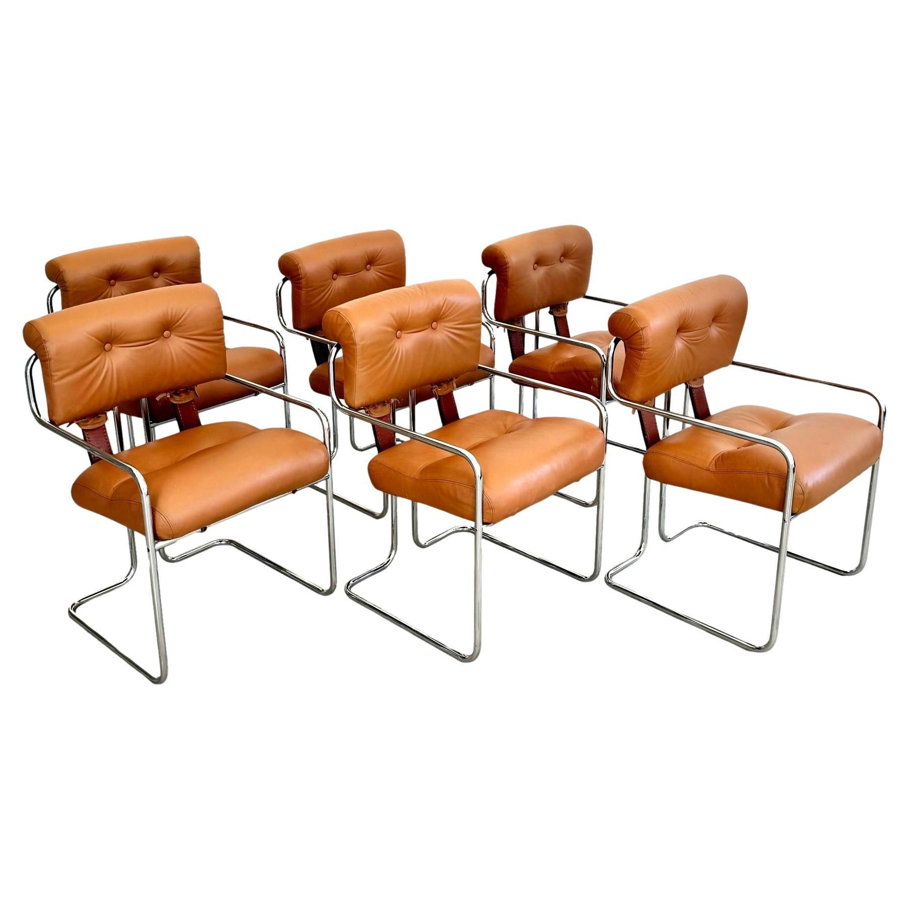 Set of 6 'Tucroma' Chairs in Tan by Guido Faleschini, 1970s Italy For Sale