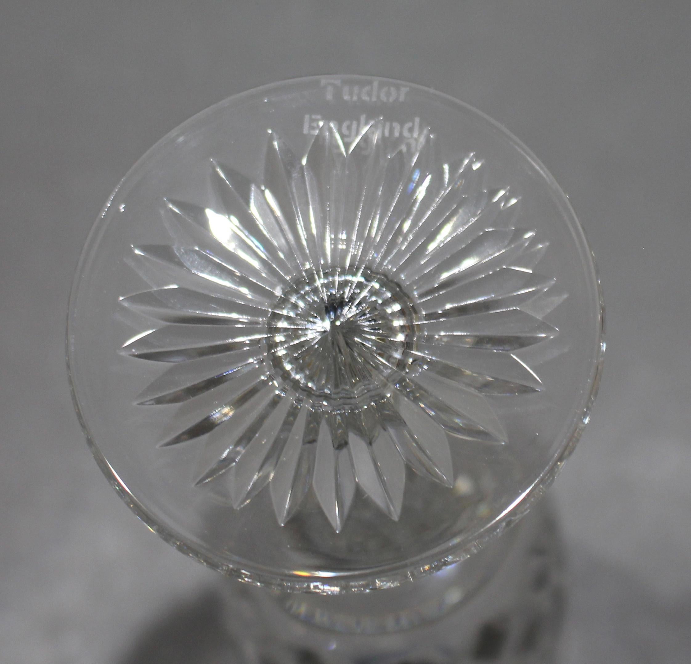 Set of 6 Tudor Crystal Burleigh Cut Flutes In Excellent Condition In Worcester, GB