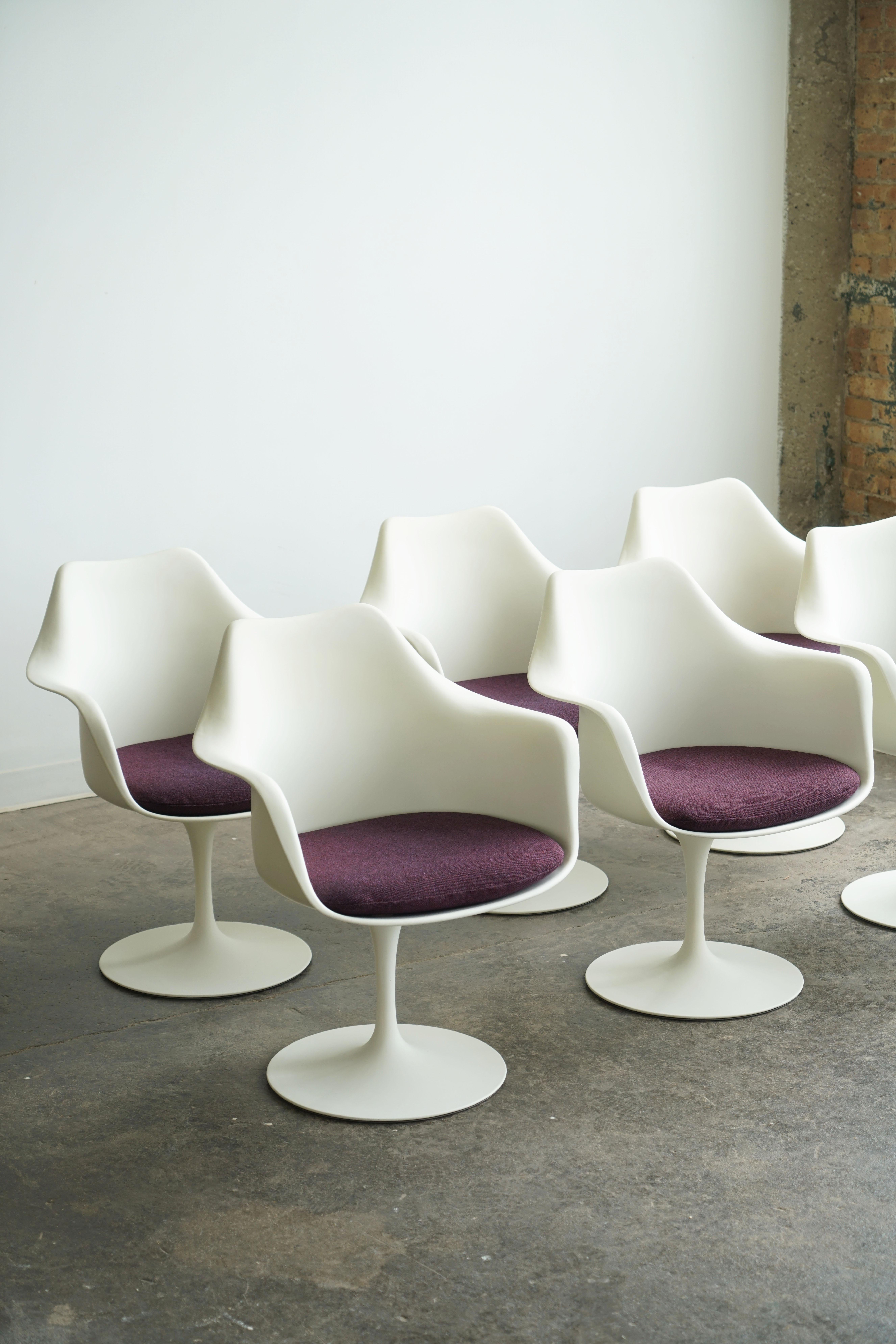Mid-Century moderno Set di 6 poltrone Tulip di Eero Saarinen per Knoll, tappezzeria a piombo, anni '60 in vendita