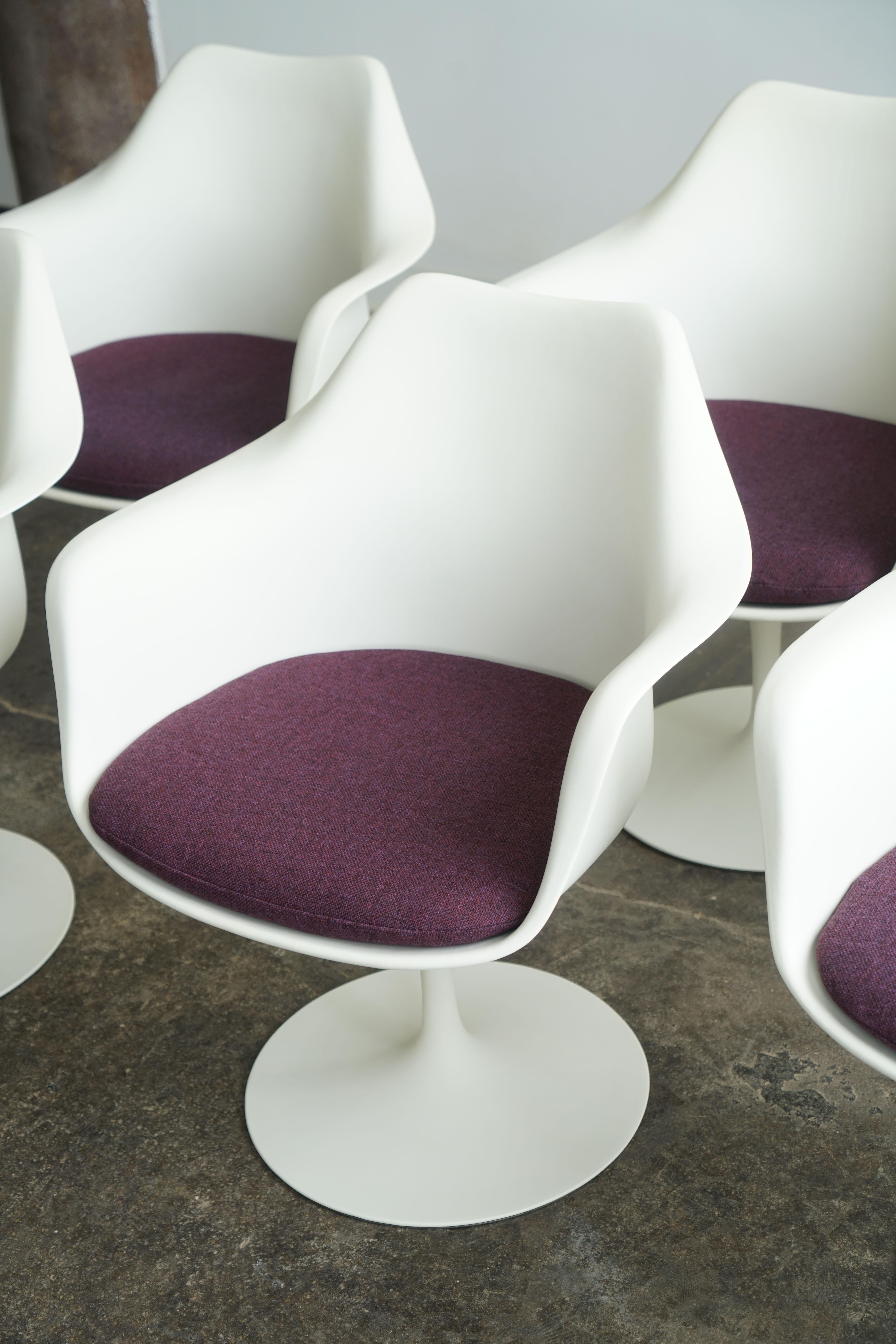 Metà XX secolo Set di 6 poltrone Tulip di Eero Saarinen per Knoll, tappezzeria a piombo, anni '60 in vendita