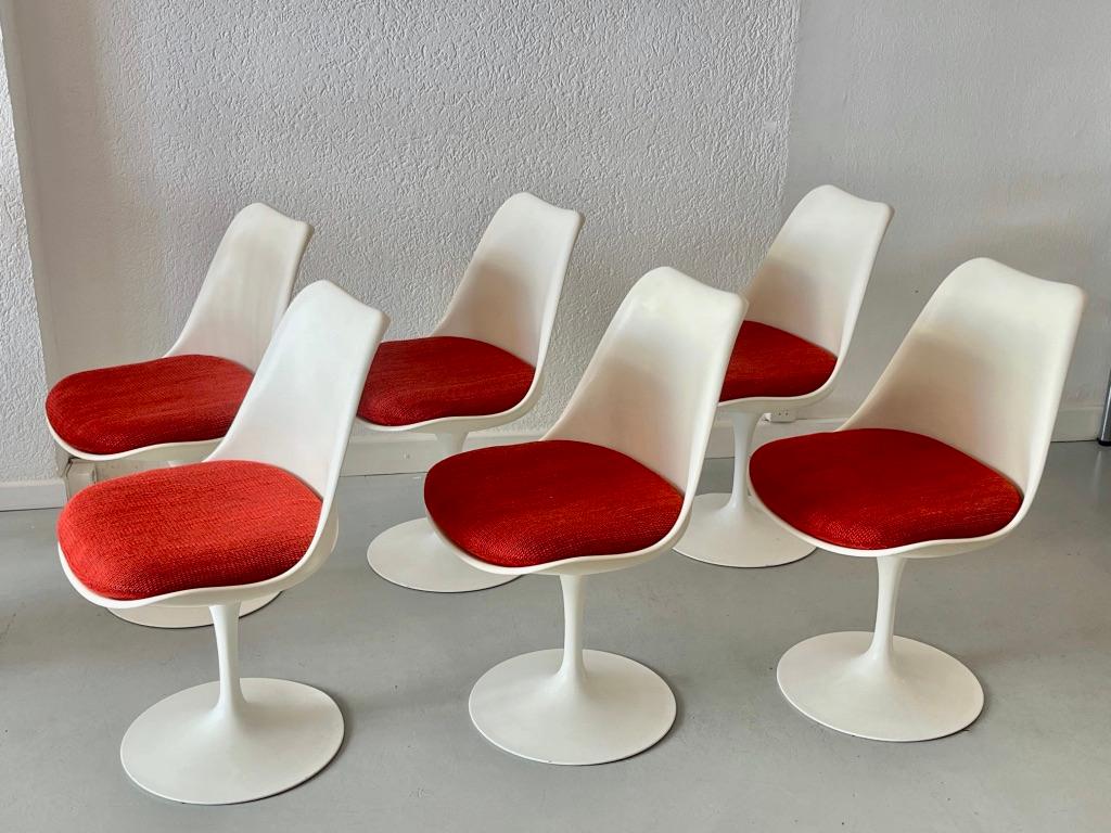 Alluminio Set of 6 Tulip Chairs by Eero Saarinen produced by Knoll International ca. 1970 in vendita
