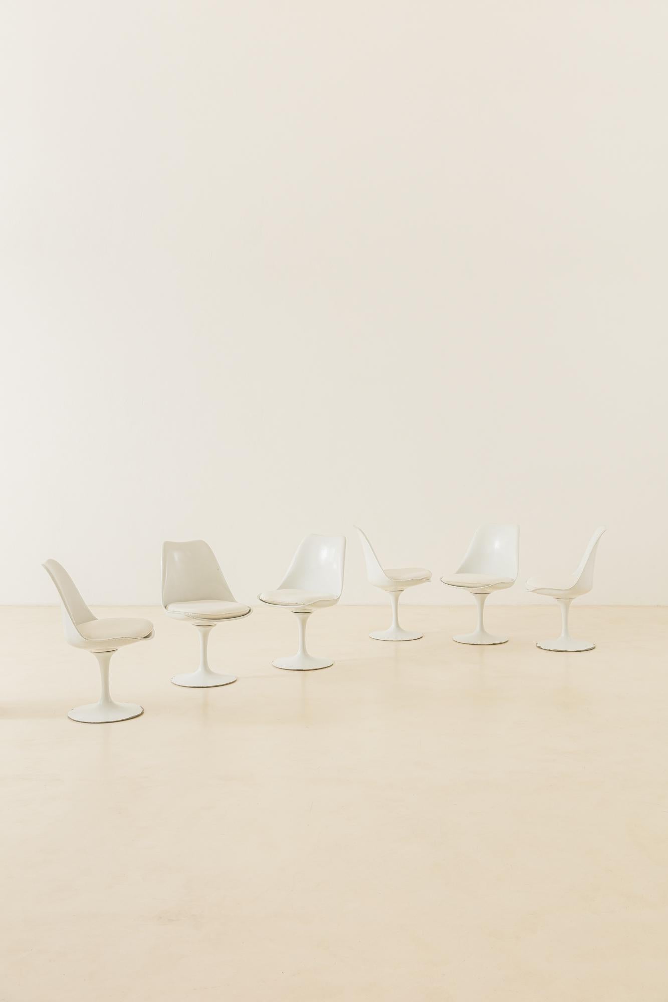 Cast Set of 6 Tulip Chairs from Pedestal collection, Eero Saarinen, 1957