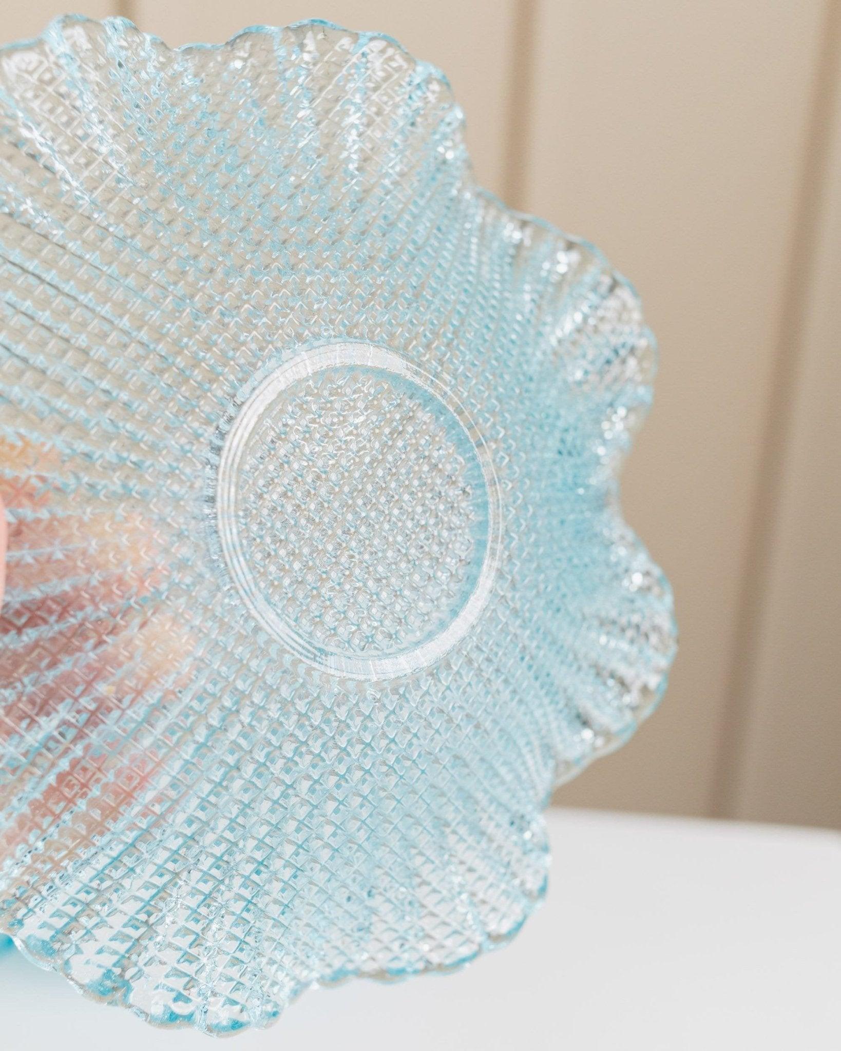 Set of 6 Turquoise Crystal Glass Bowls, Fenton Murano, 1980s Regency Style In Good Condition For Sale In Montecalvoli, IT