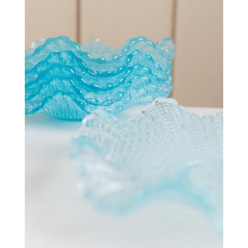 20th Century Set of 6 Turquoise Crystal Glass Bowls, Fenton Murano, 1980s Regency Style For Sale