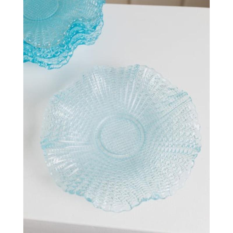 Set of 6 Turquoise Crystal Glass Bowls, Fenton Murano, 1980s Regency Style For Sale 4