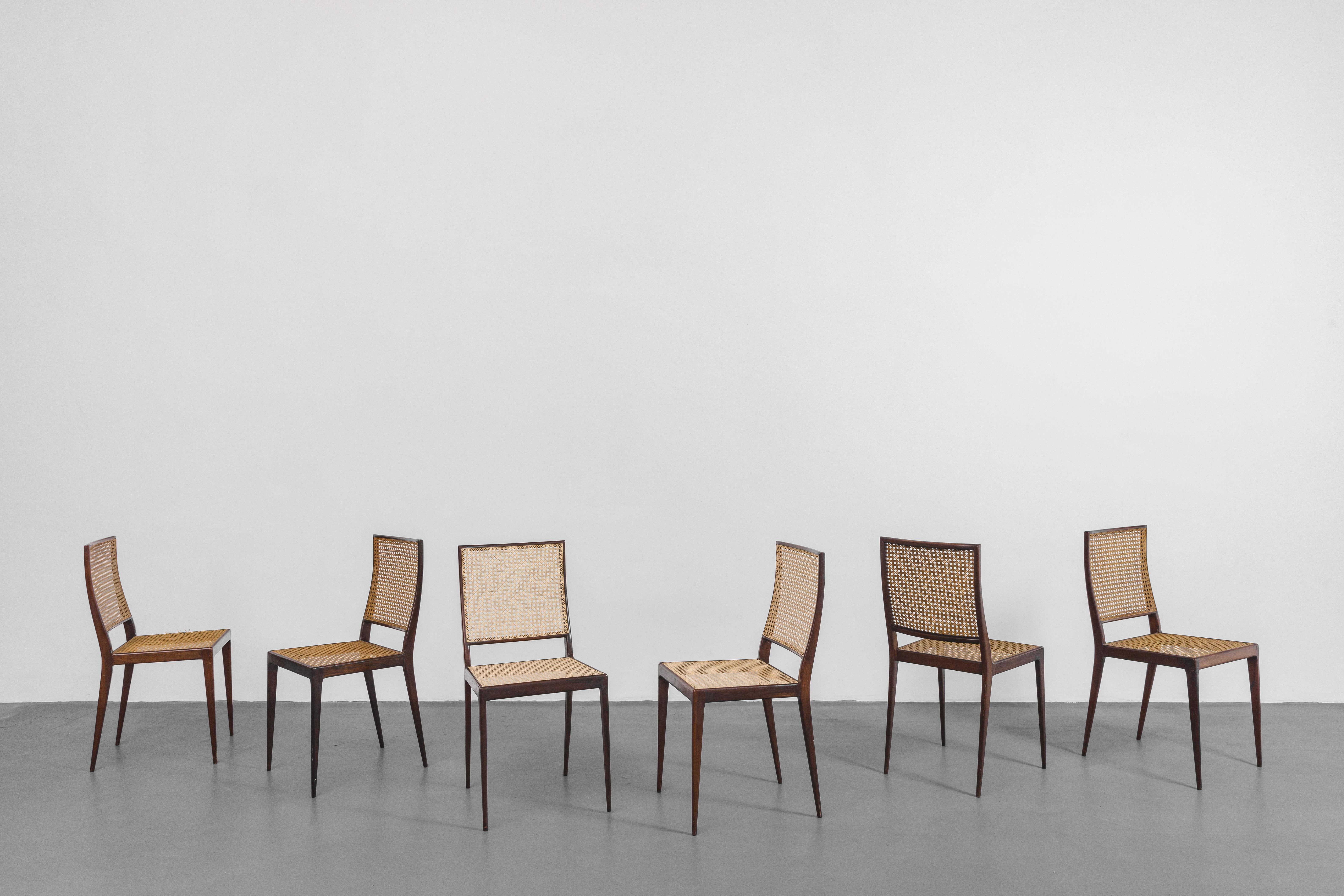 Set of 6 Unilabor Chairs MT 552, Geraldo de Barros, 1960s, Brazilian Design For Sale 1