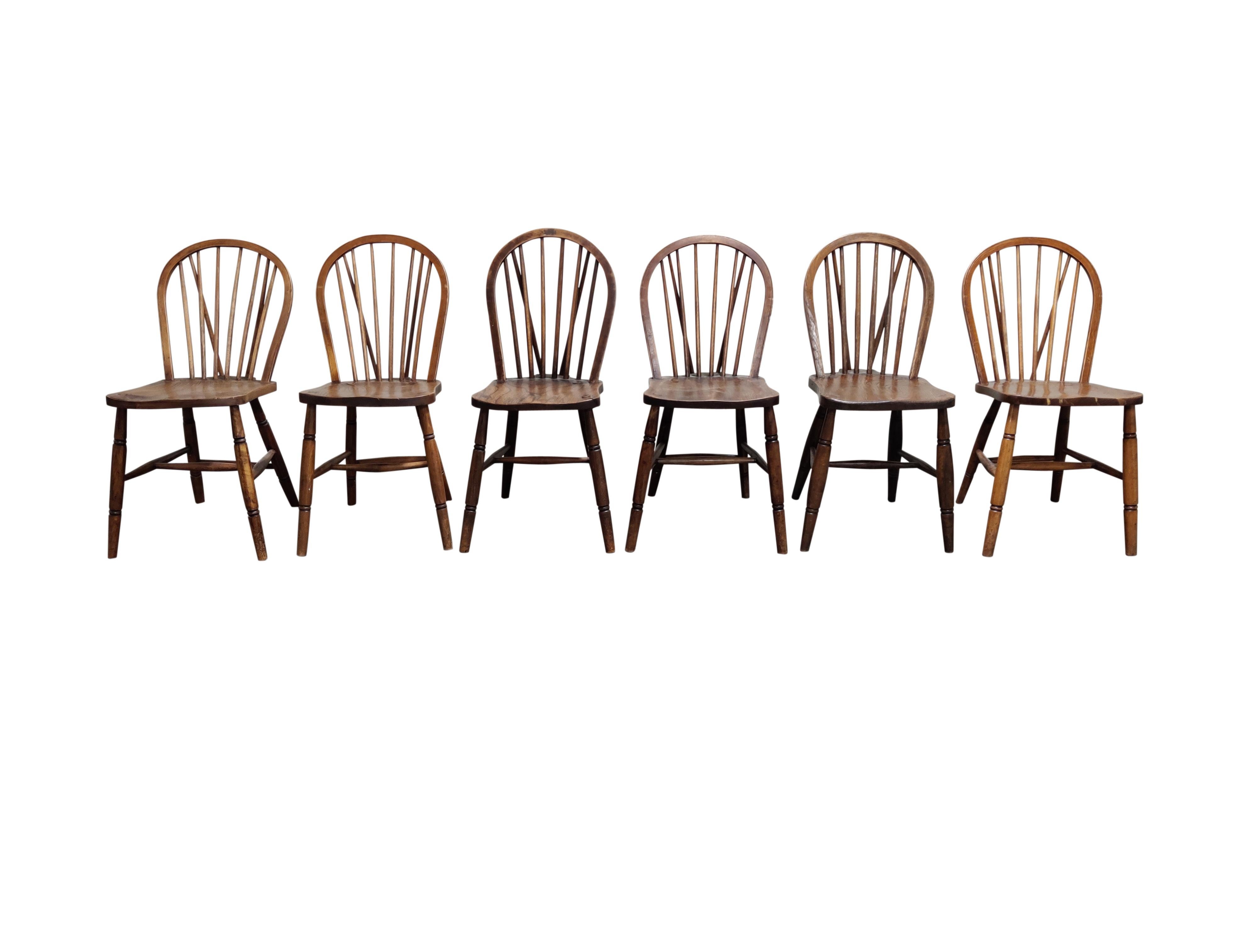 Mid-Century Modern Set of 6 Unique Vintage Solid Wooden Ercol Dining Chairs by Lucian Ercolani