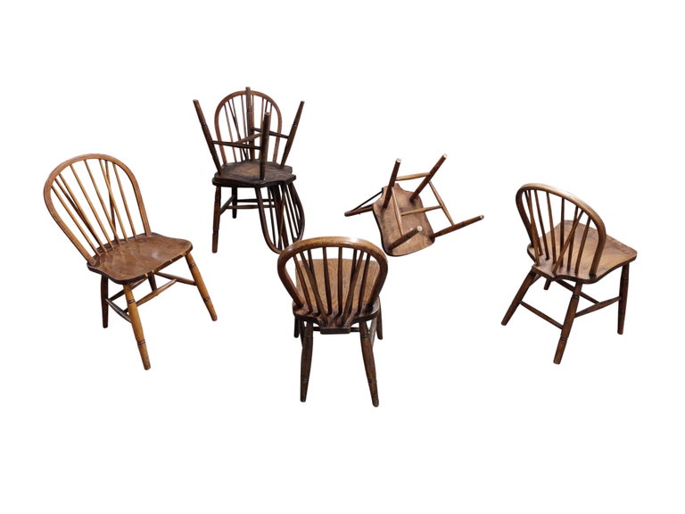 Set of 6 Unique Vintage Solid Wooden Ercol Dining Chairs by Lucian