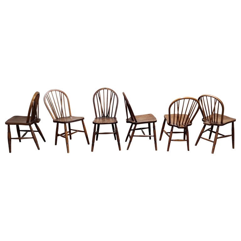 Set of 6 Unique Vintage Solid Wooden Ercol Dining Chairs by Lucian