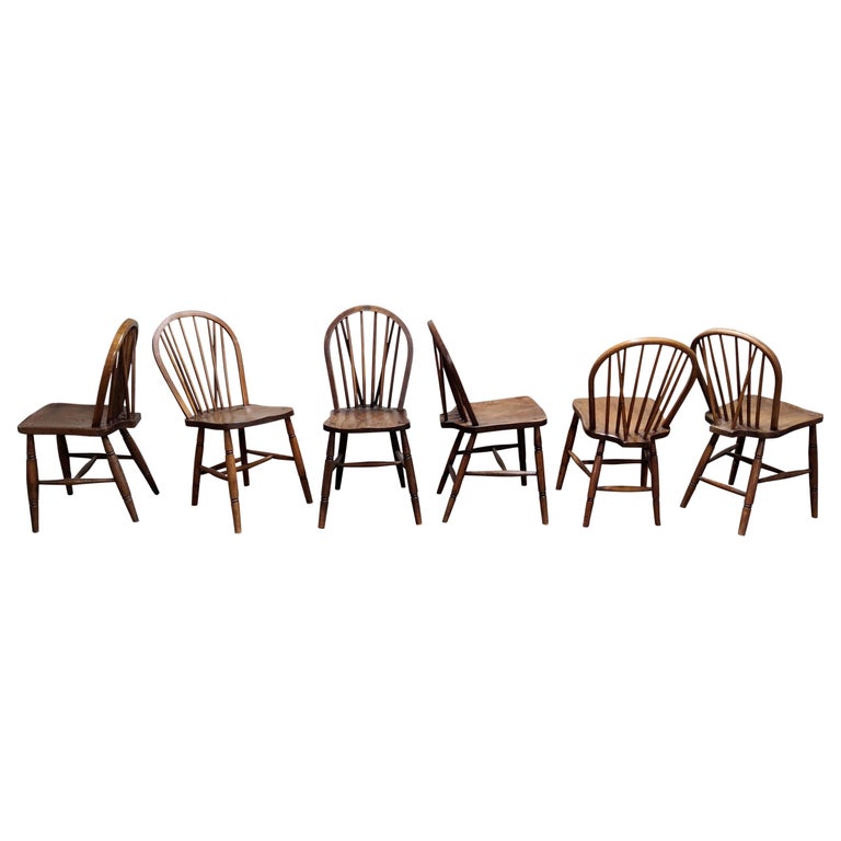 Set of 6 Unique Vintage Solid Wooden Ercol Dining Chairs by Lucian