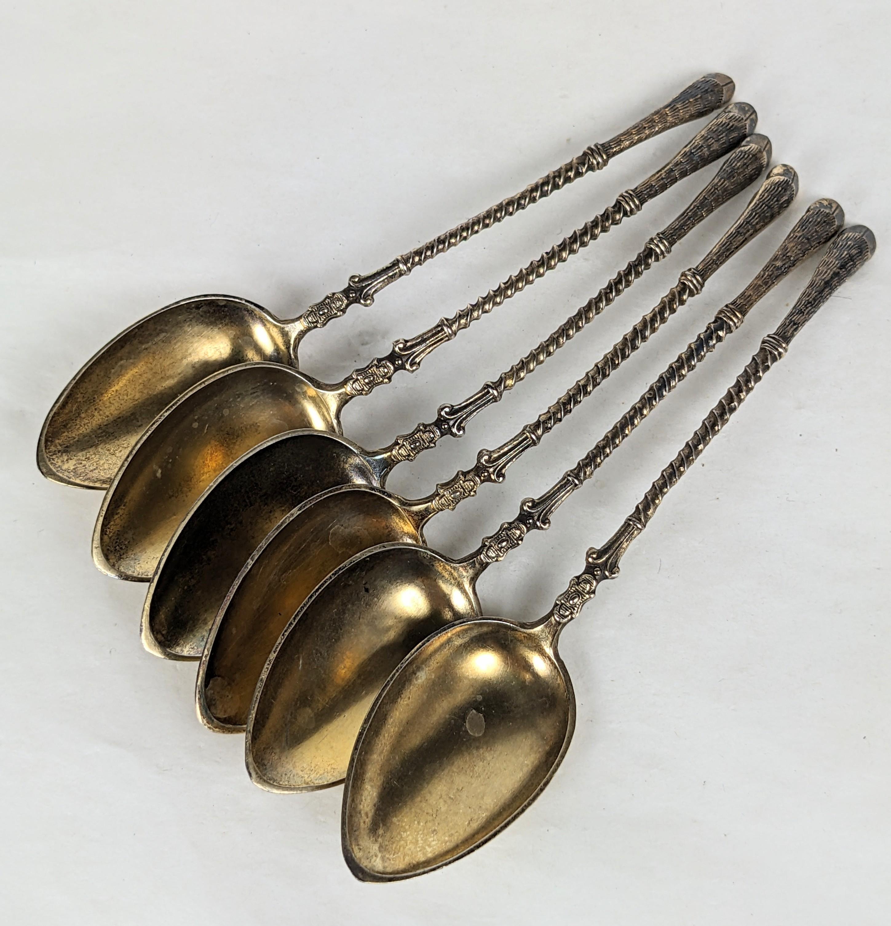 Edwardian Set of 6 Unusual Figural Demitasse Spoons, Animal Hooves For Sale