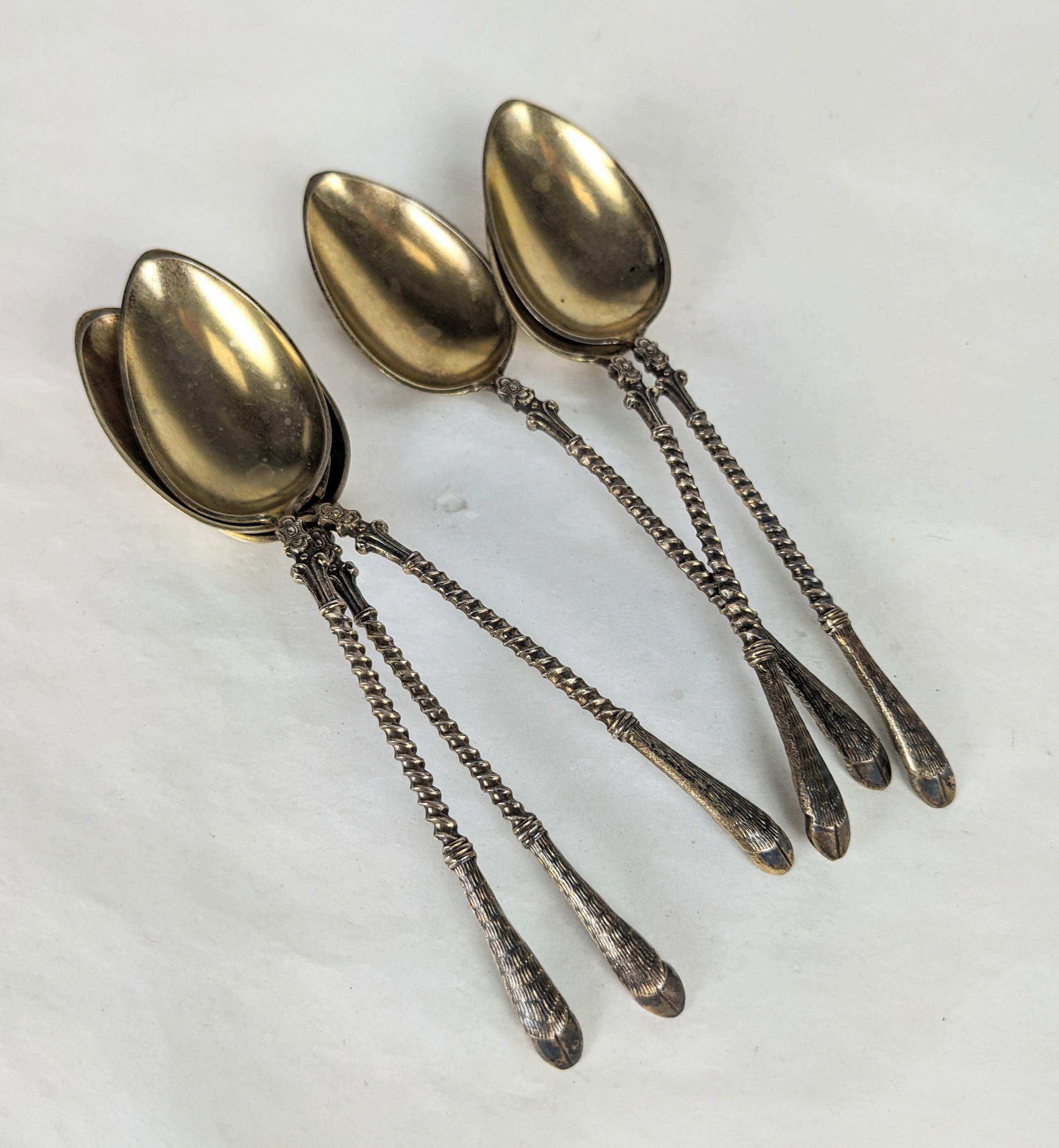 Early 20th Century Set of 6 Unusual Figural Demitasse Spoons, Animal Hooves For Sale