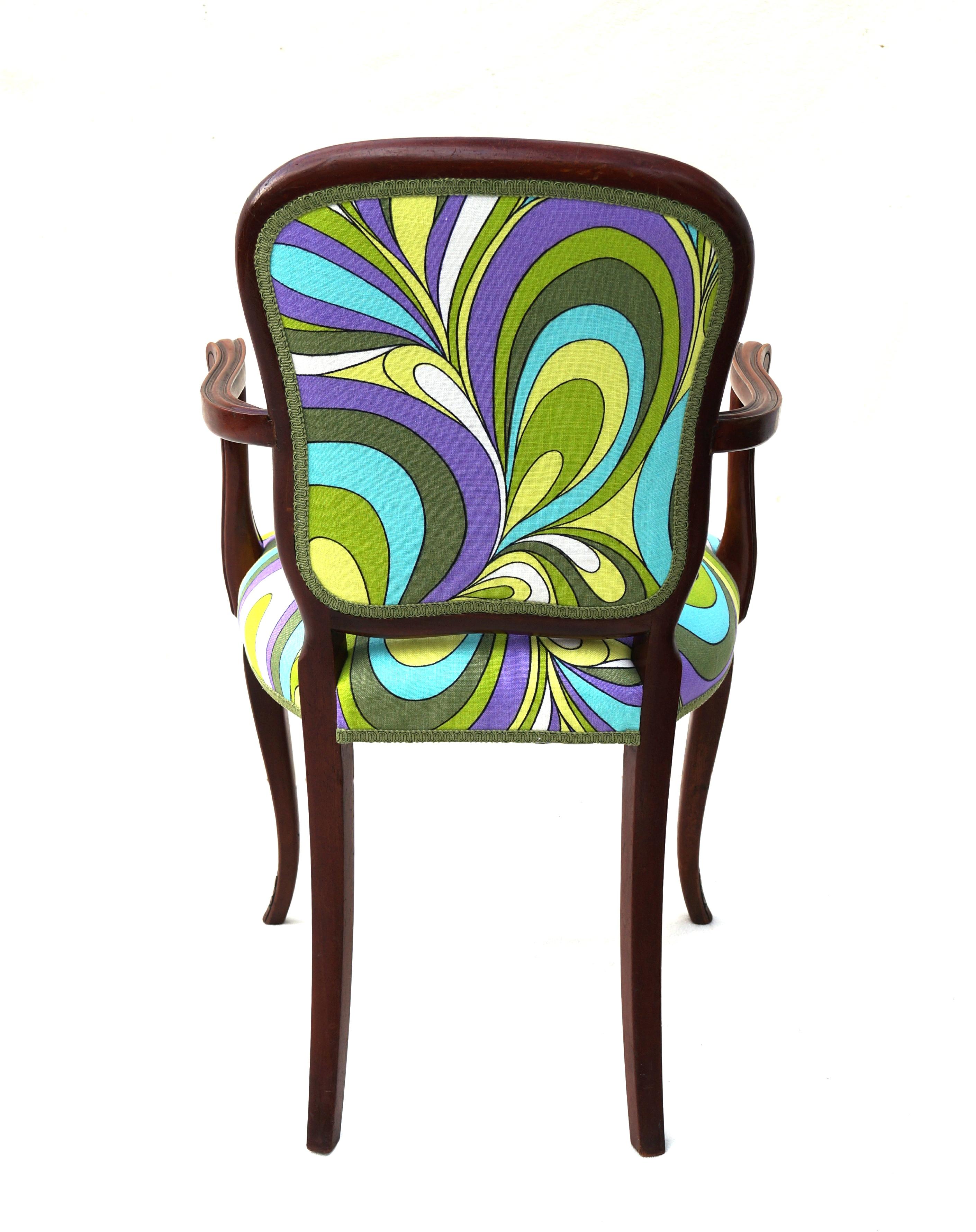 Set 6 Unusual French Provincial Hollywood Regency Pucci Style Dining Room Chairs For Sale 6