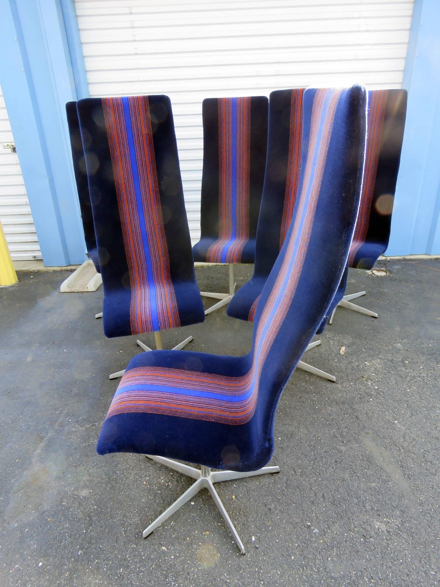 Mid-Century Modern Set of Six Upholstered Arne Jacobsen for Fritz Hansen High Back Chairs