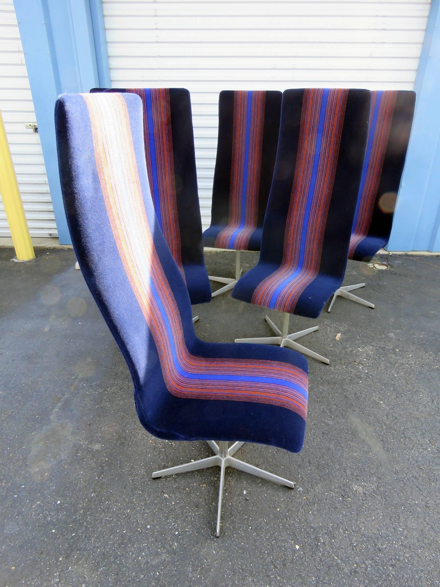 Danish Set of Six Upholstered Arne Jacobsen for Fritz Hansen High Back Chairs