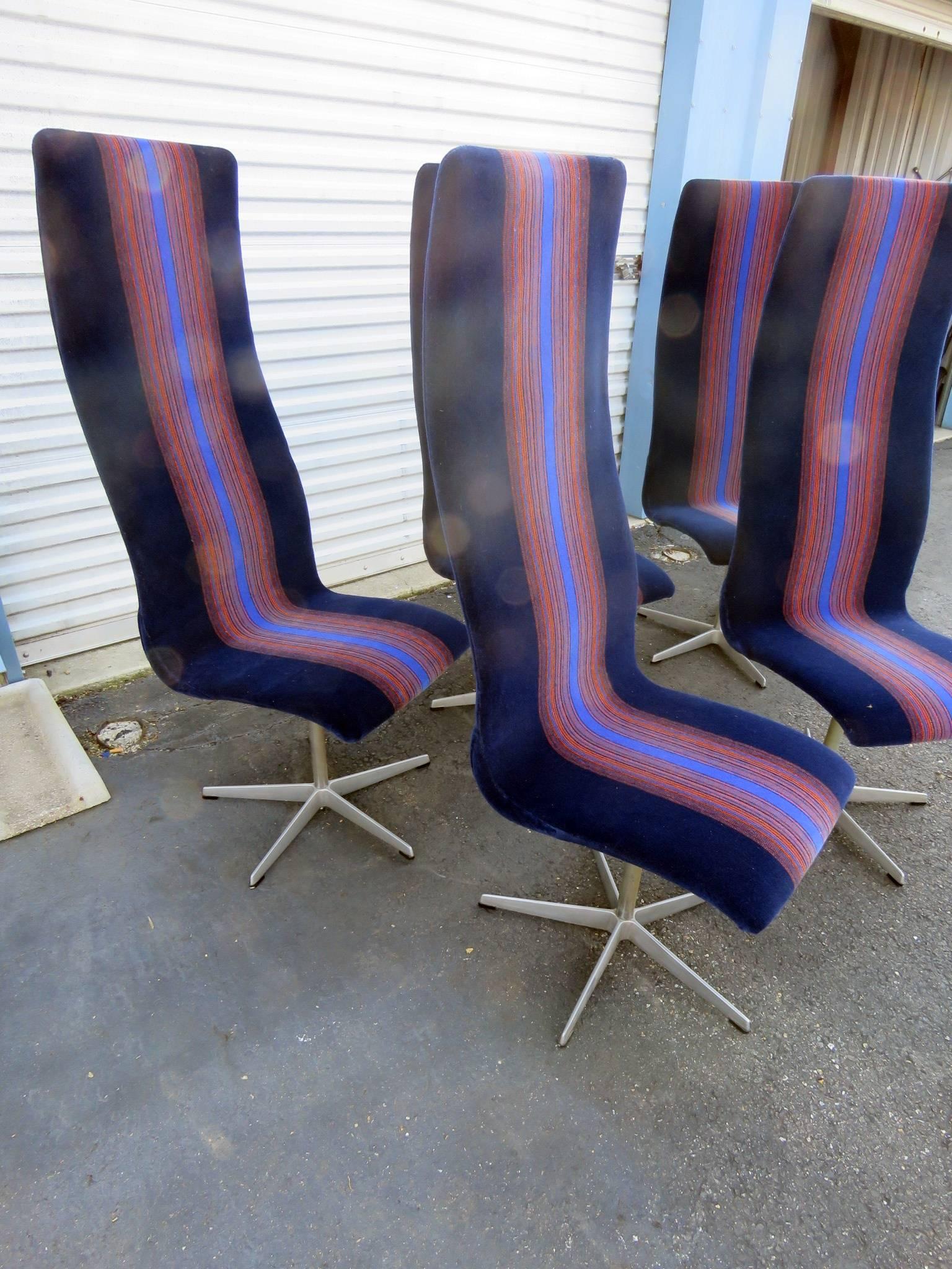 Upholstery Set of Six Upholstered Arne Jacobsen for Fritz Hansen High Back Chairs