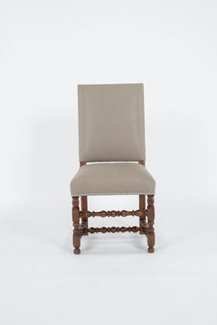 Set of 6 Upholstered Dining Chairs with Turned Wood Legs