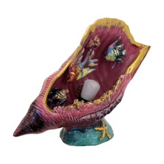 Lot de 6 lampes de table en céramique émaillée de Vallauris en forme de coquillages, années 1950