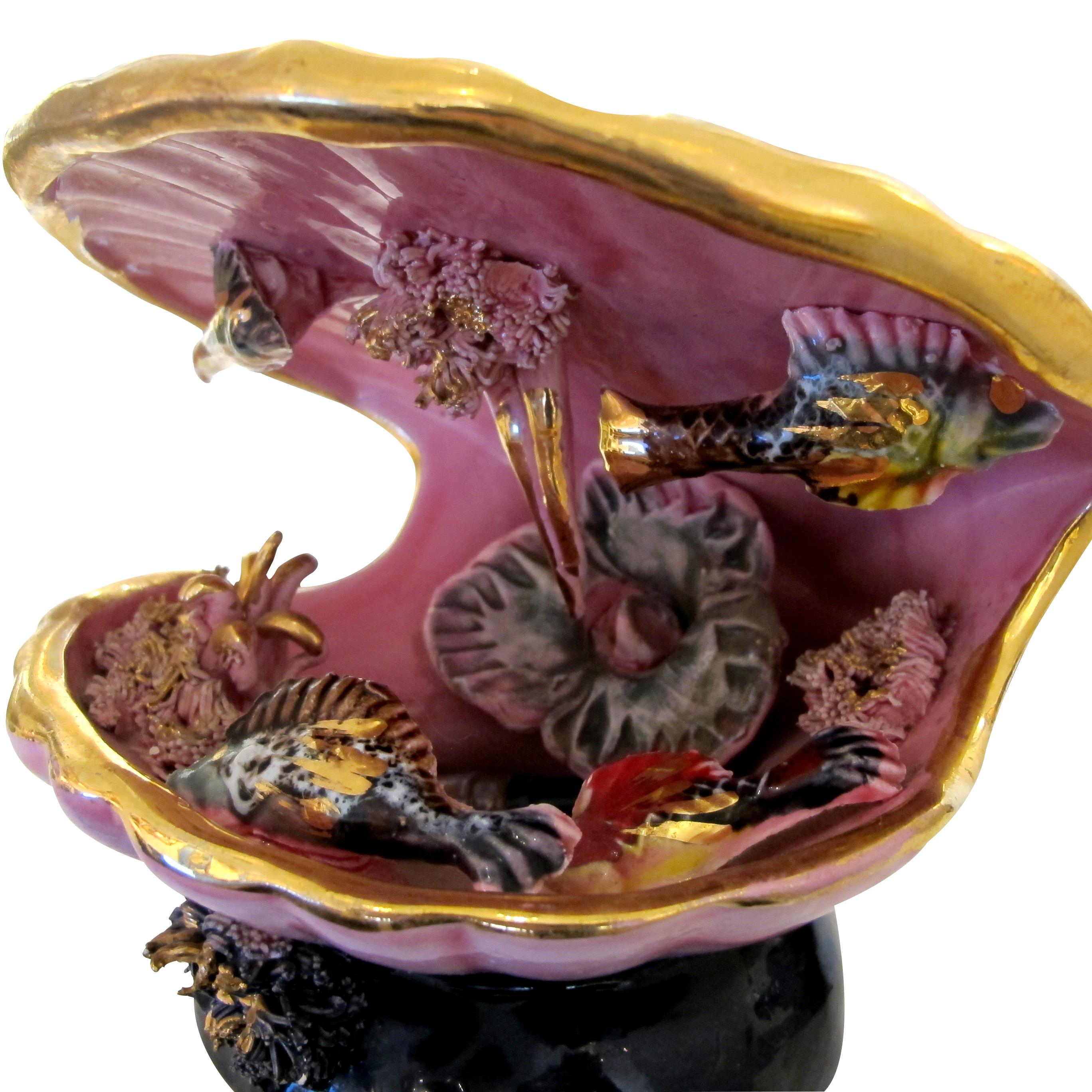 Milieu du XXe siècle Lot de 6 lampes de table en céramique émaillée de Vallauris en forme de coquillages, années 1950 en vente