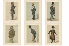 Satz von 6 Vanity Fair Spion Karikaturen - Victorian Gentlemen Porträts 1883