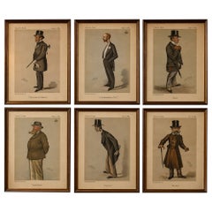 Satz von 6 Vanity Fair Spion Karikaturen - Victorian Gentlemen Porträts 1883