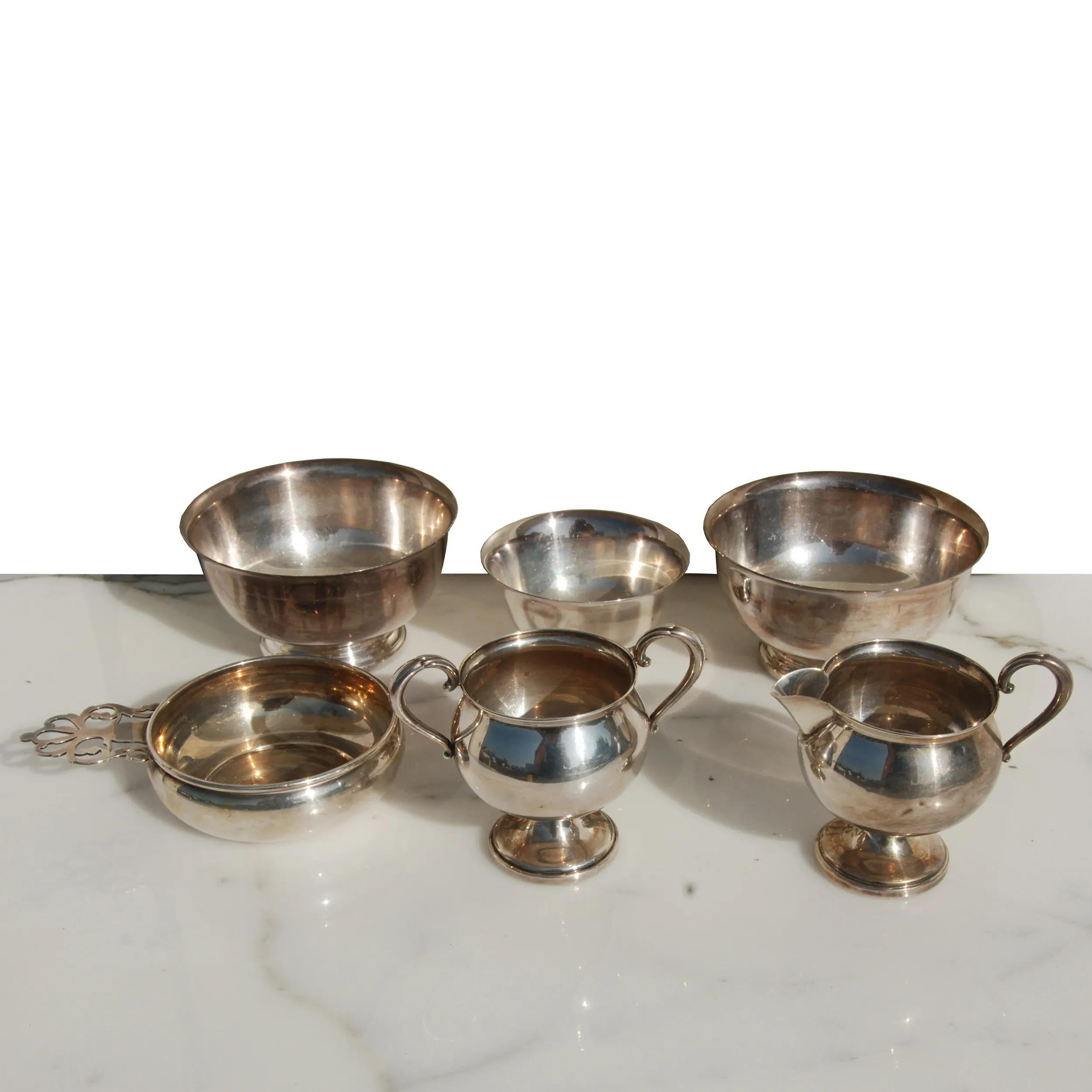 Set di 6 pezzi da portata in argento Sterling Variously In condizioni buone in vendita a Pasadena, TX