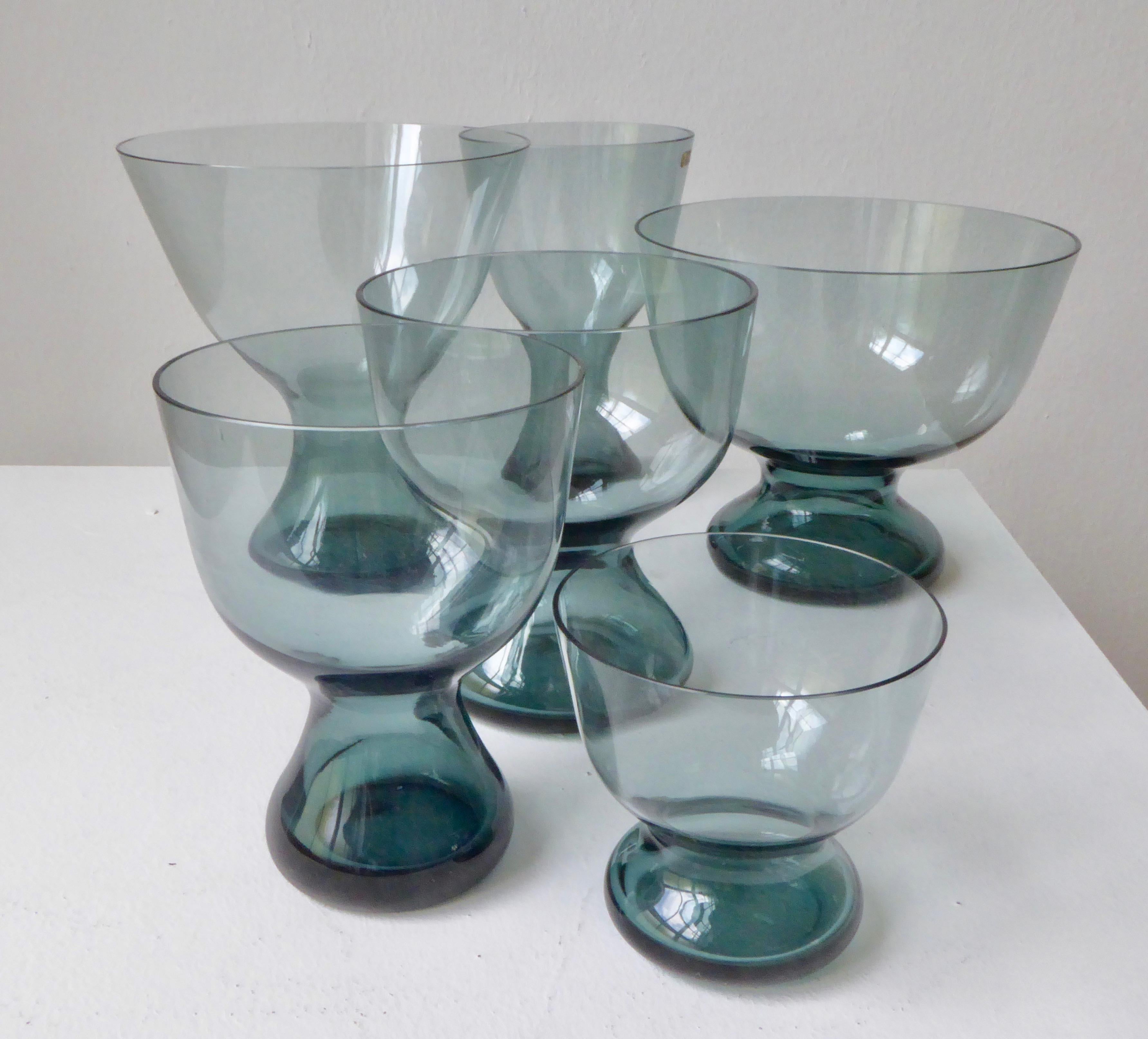 Glass Set of 6 Vases by Wilhelm Wagenfeld for WMF For Sale