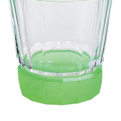 Set de 6 Vasos de Terciopelo Transparente con Base de Satén Verde