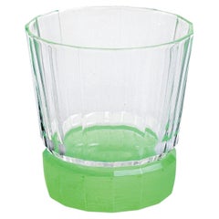 Set de 6 Vasos de Terciopelo Transparente con Base de Satén Verde