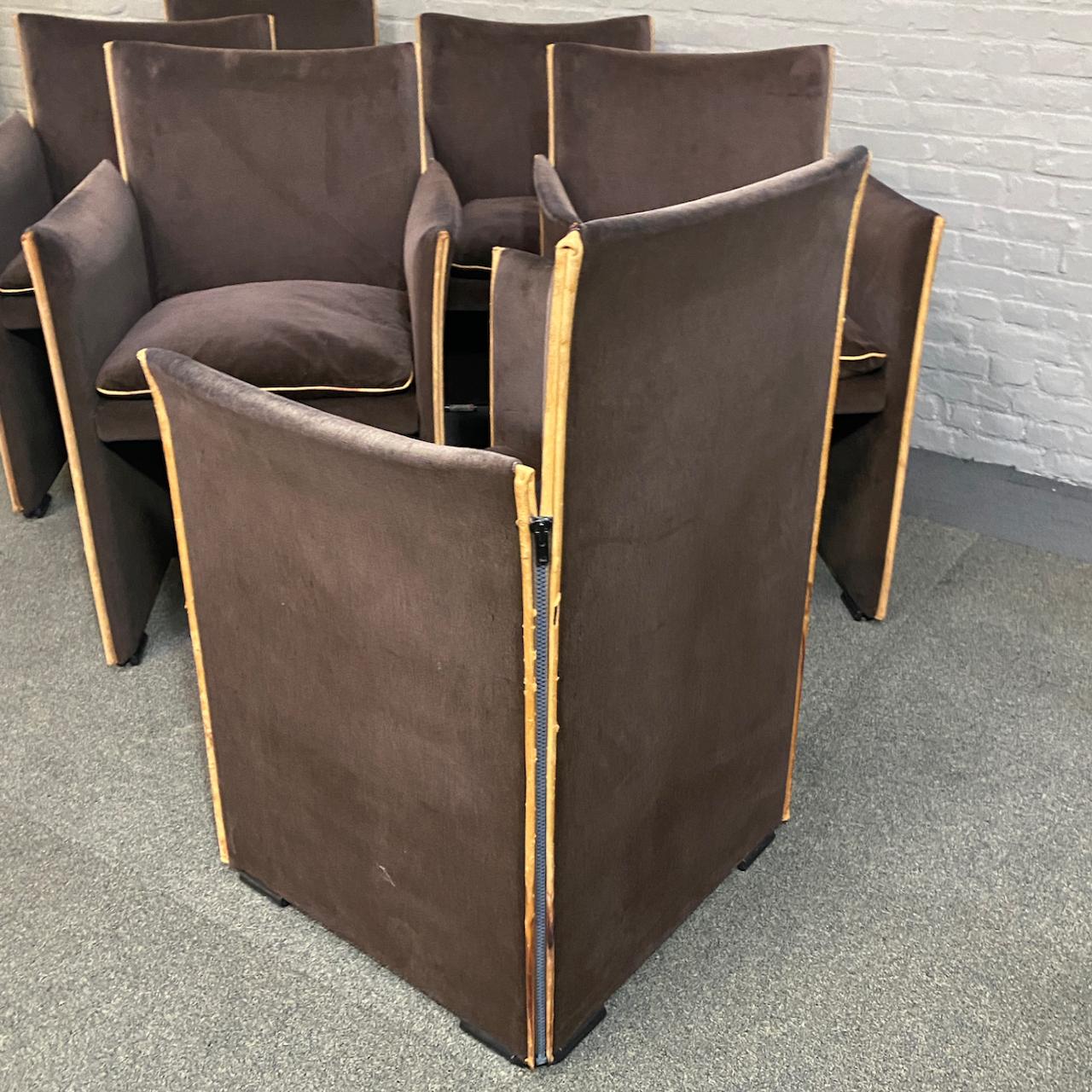 Set of 6 velvet Mario Bellini 401 BREAK chairs for CASSINA - Italy 1970's For Sale 4