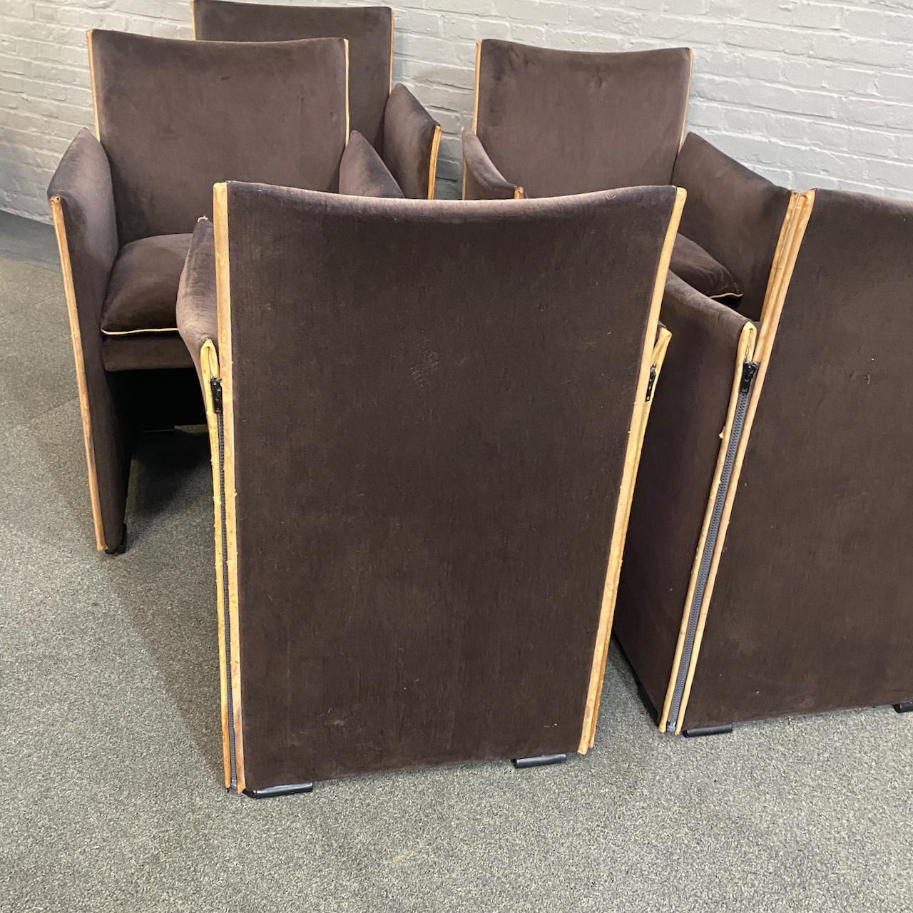 Set of 6 velvet Mario Bellini 401 BREAK chairs for CASSINA - Italy 1970's For Sale 11