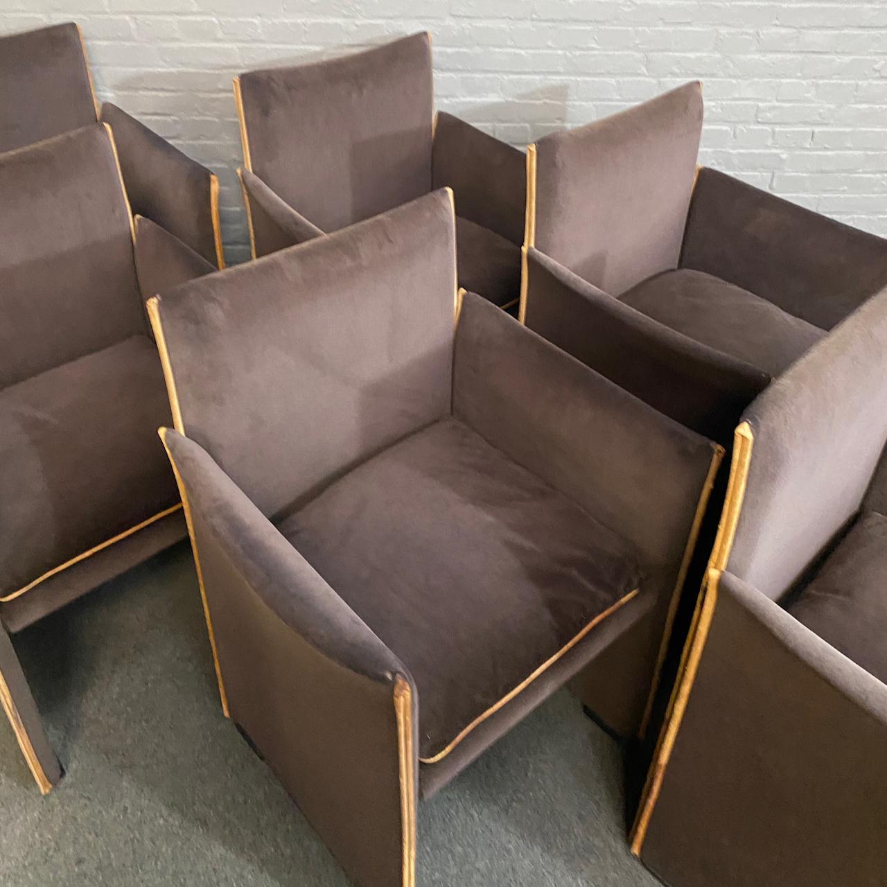 Cuir Ensemble de 6 chaises Brick 401 Mario Bellini pour CASSINA, Italie, années 1970 en vente